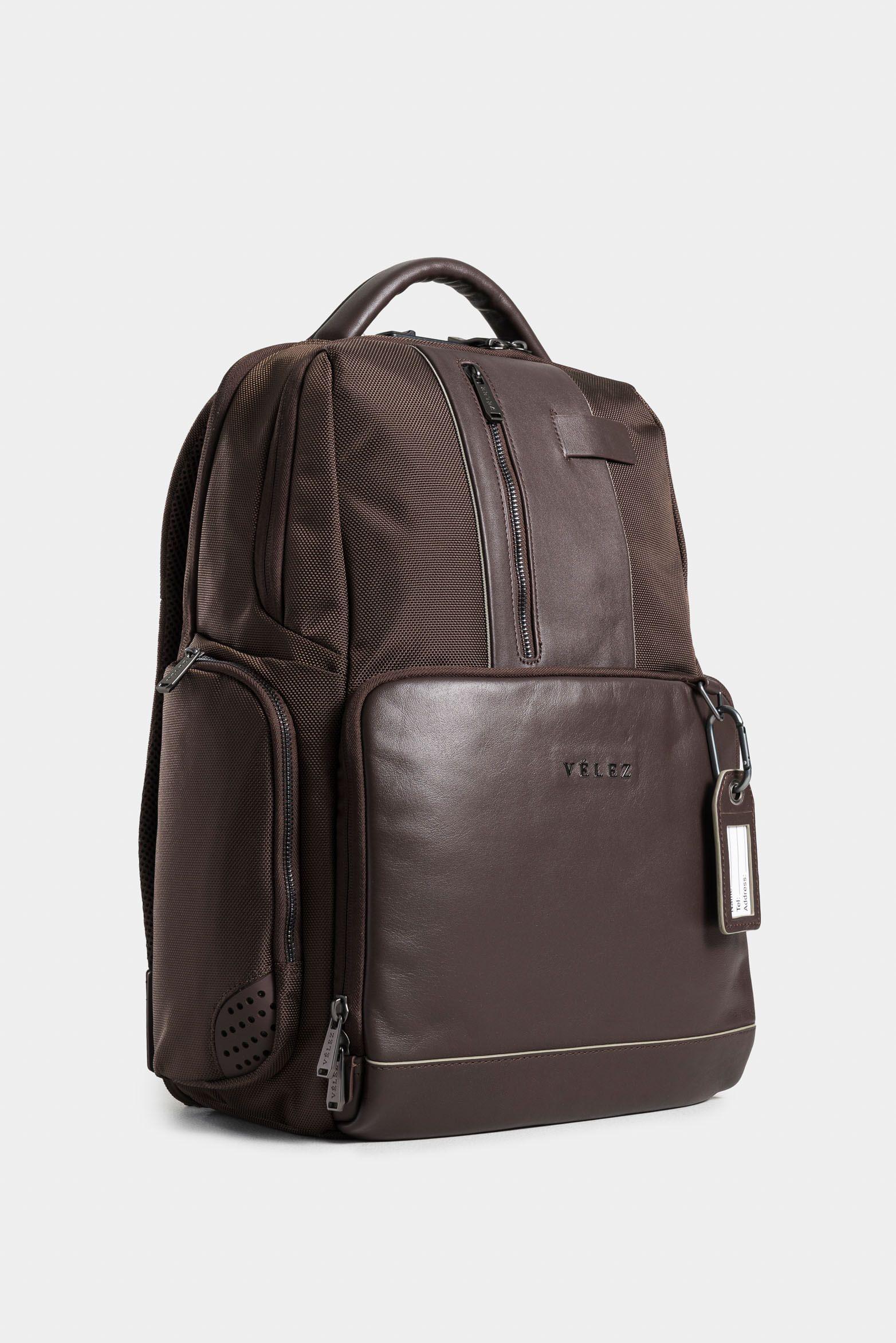 Morral security de lona para hombre detalles en cuero Cafe-1