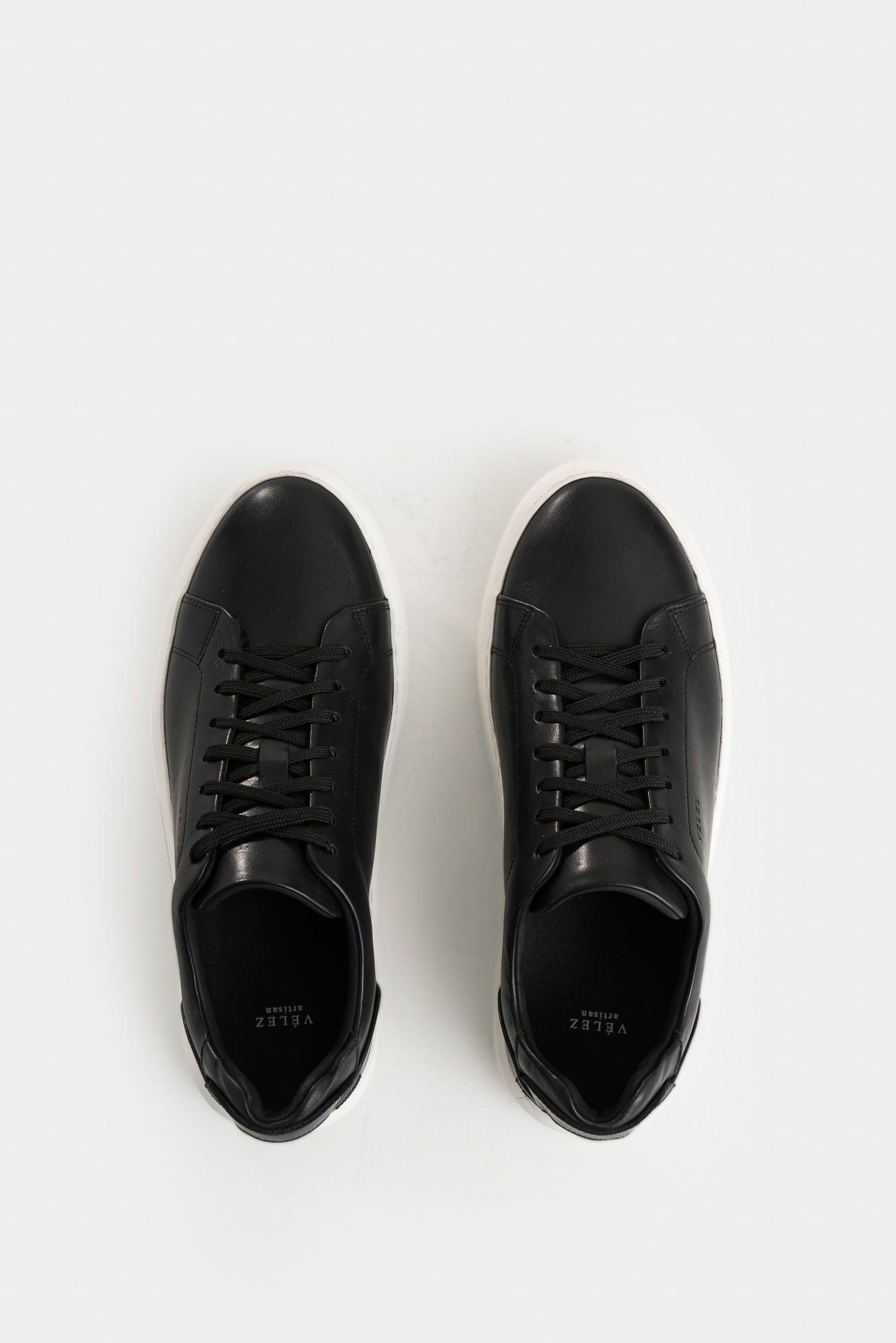 Vélez Tenis Cabernet De Cuero Hombre Acabado Abatanado Negro-3