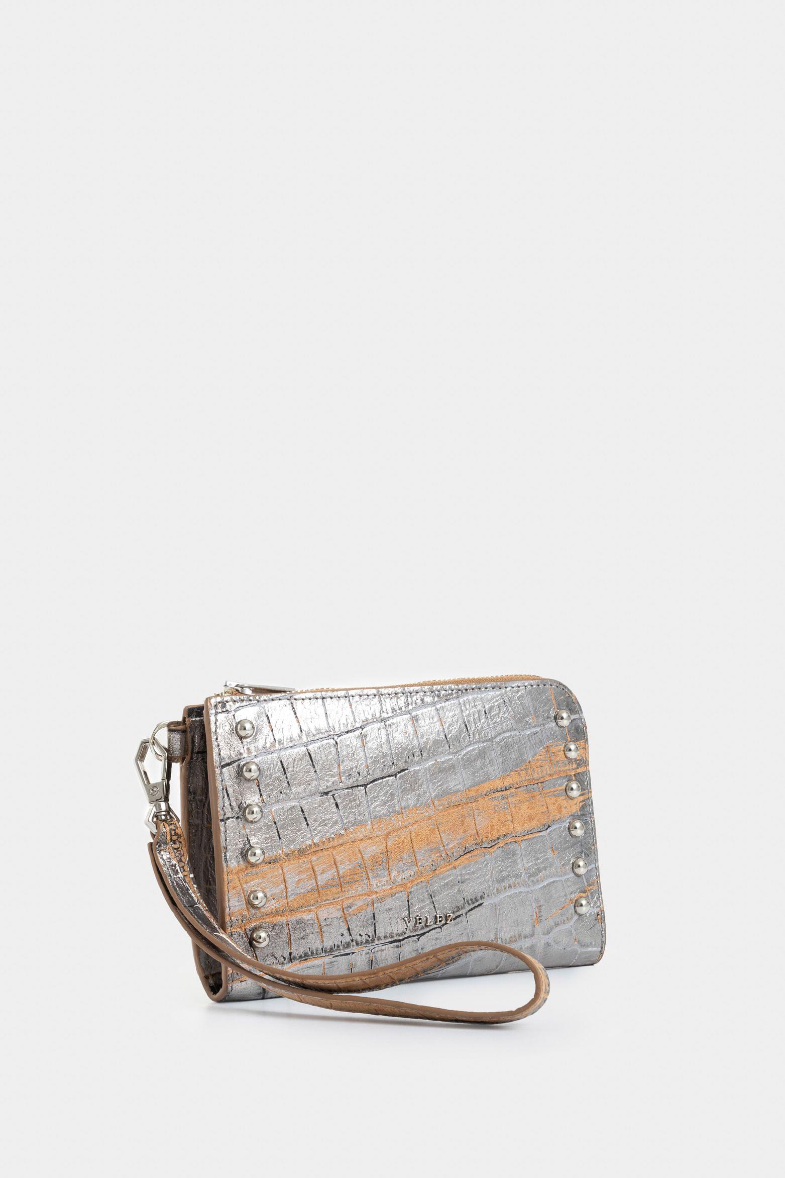 Billetera Holy de cuero folia para mujer taches plata-1