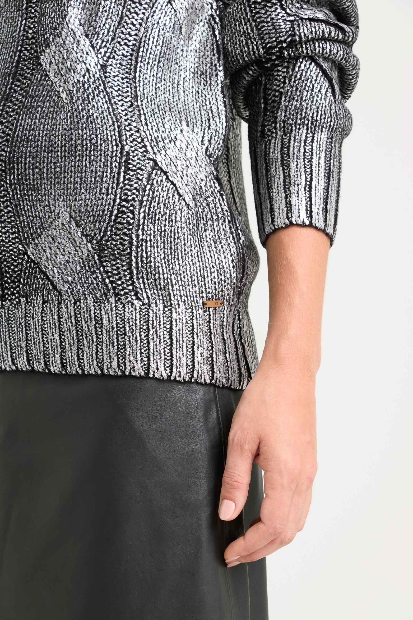 Vélez Sweater Rock Tejido Rectilíneo Mujer Metalizado Negro-4