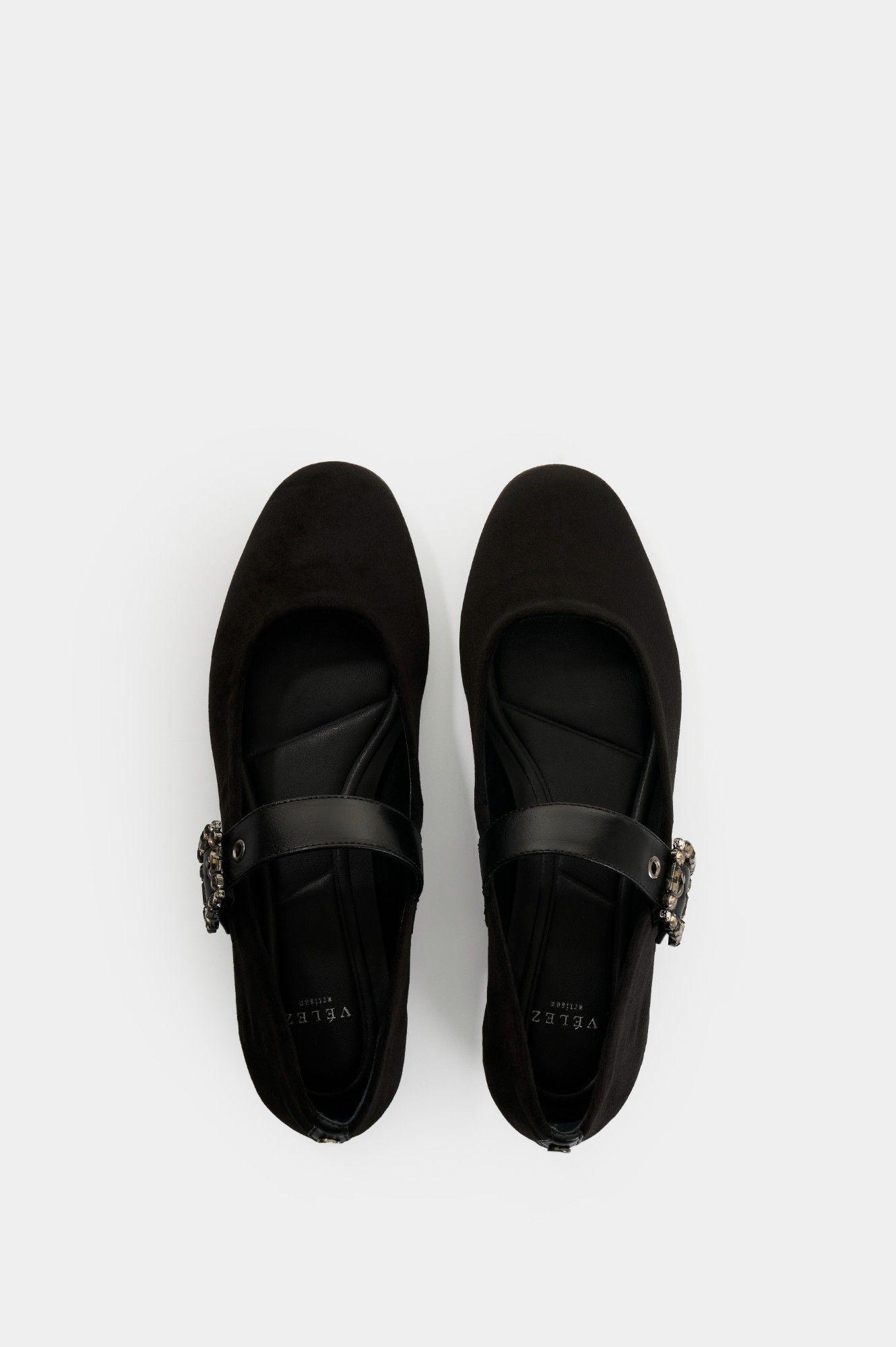 Vélez Baleta De Terciopelo Para Mujer Elia Negro-3