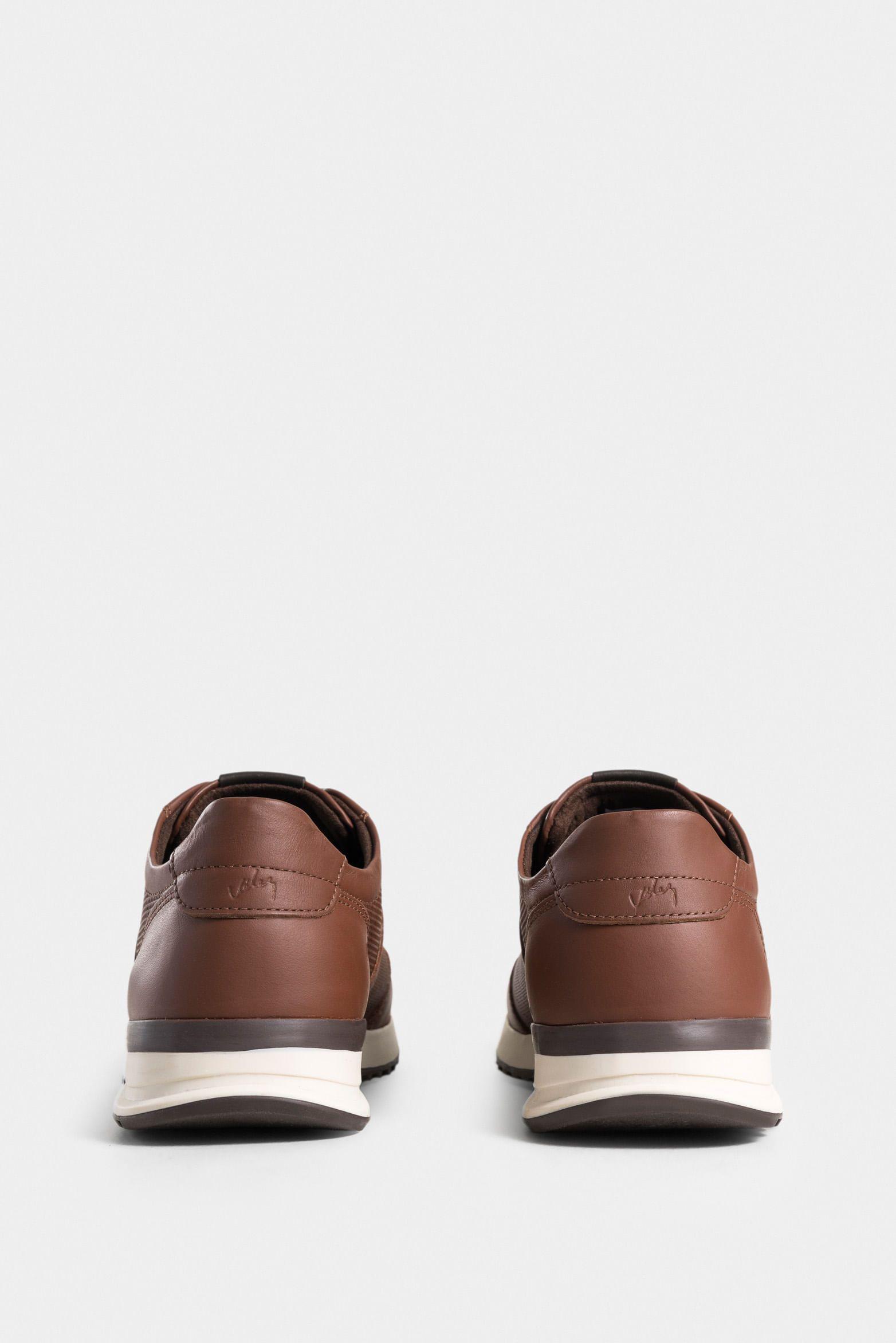 Tenis vuelos de cuero para hombre combinación de texturas miel-2
