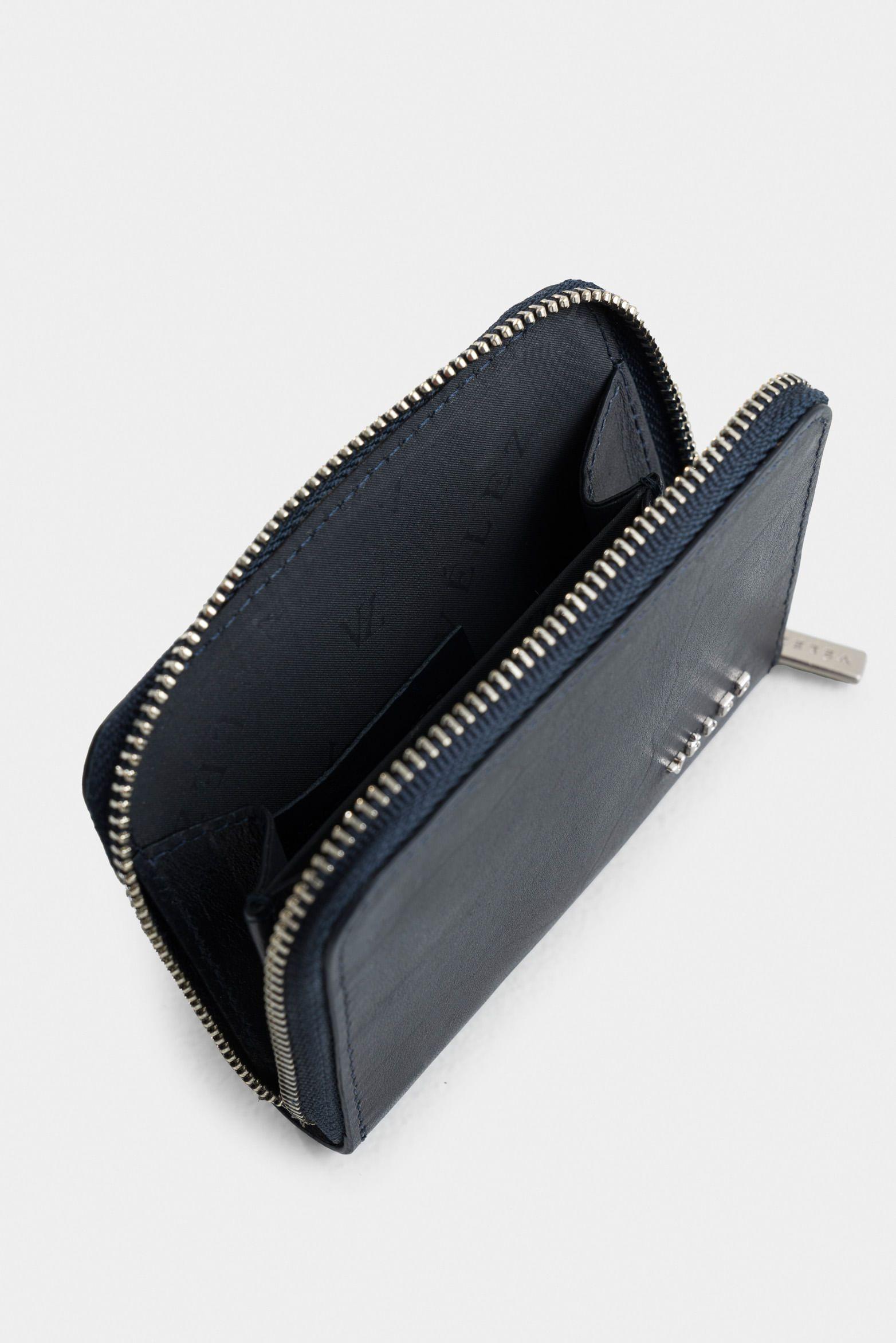 Porta documentos Tropical 2 de cuero para hombre multifuncional azul oscuro-4