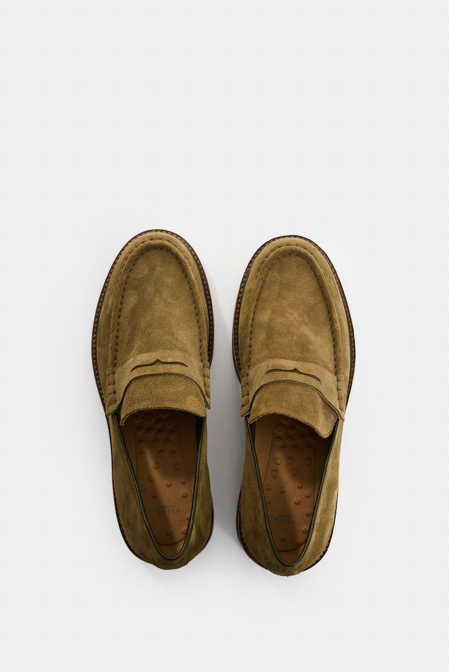 Vélez Mocasín De Cuero Gamuzado  Hombre Elia Verde Oliva-3