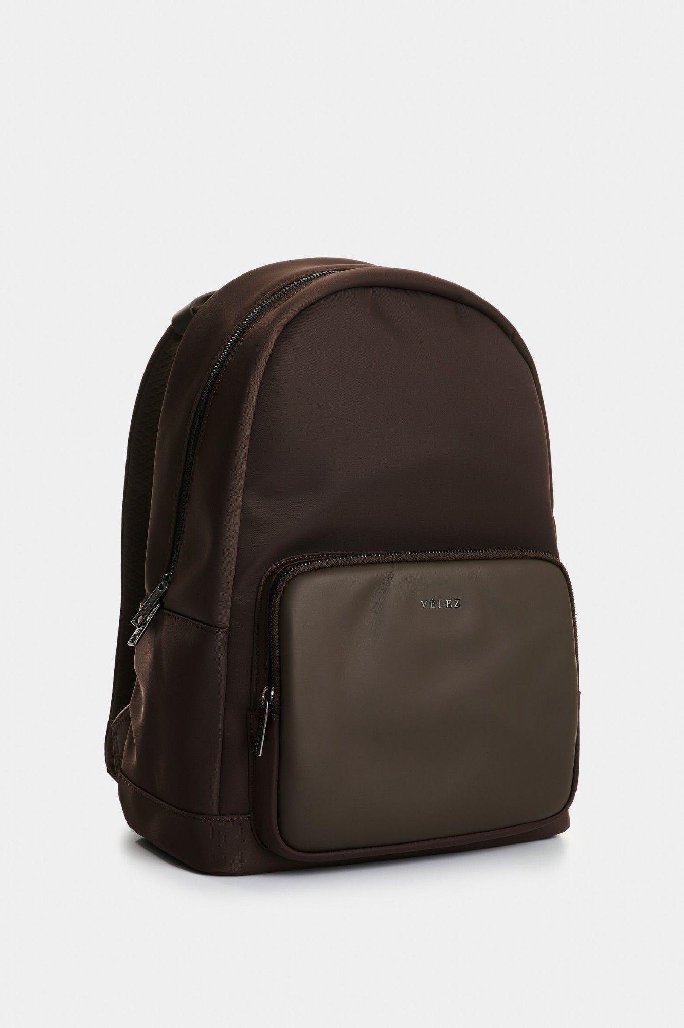 Vélez Mochila En Lona Y Cuero Hombre Astra Café-1