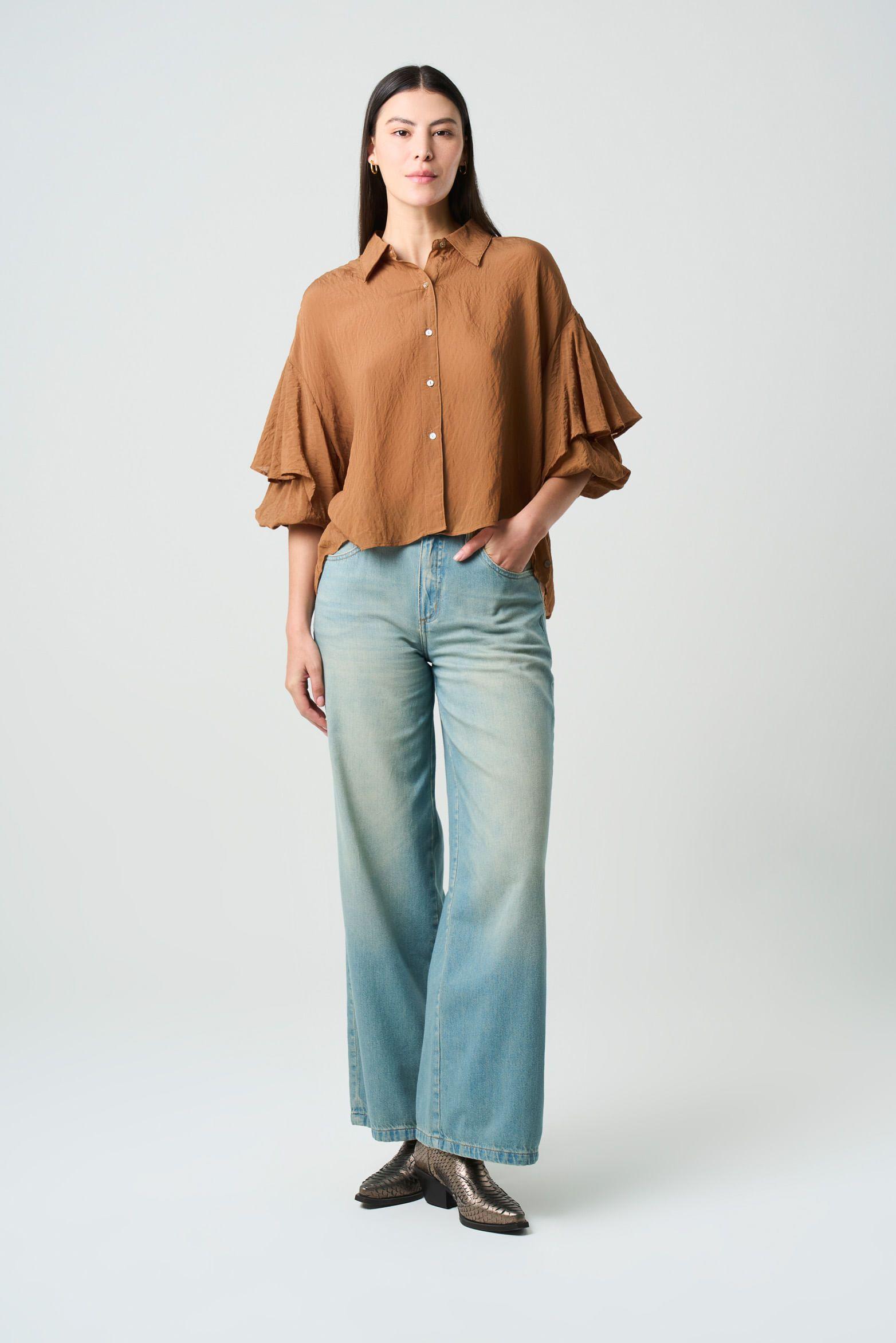 Vélez Jean Wide Leg  Mujer Nacre  Azul Claro-0