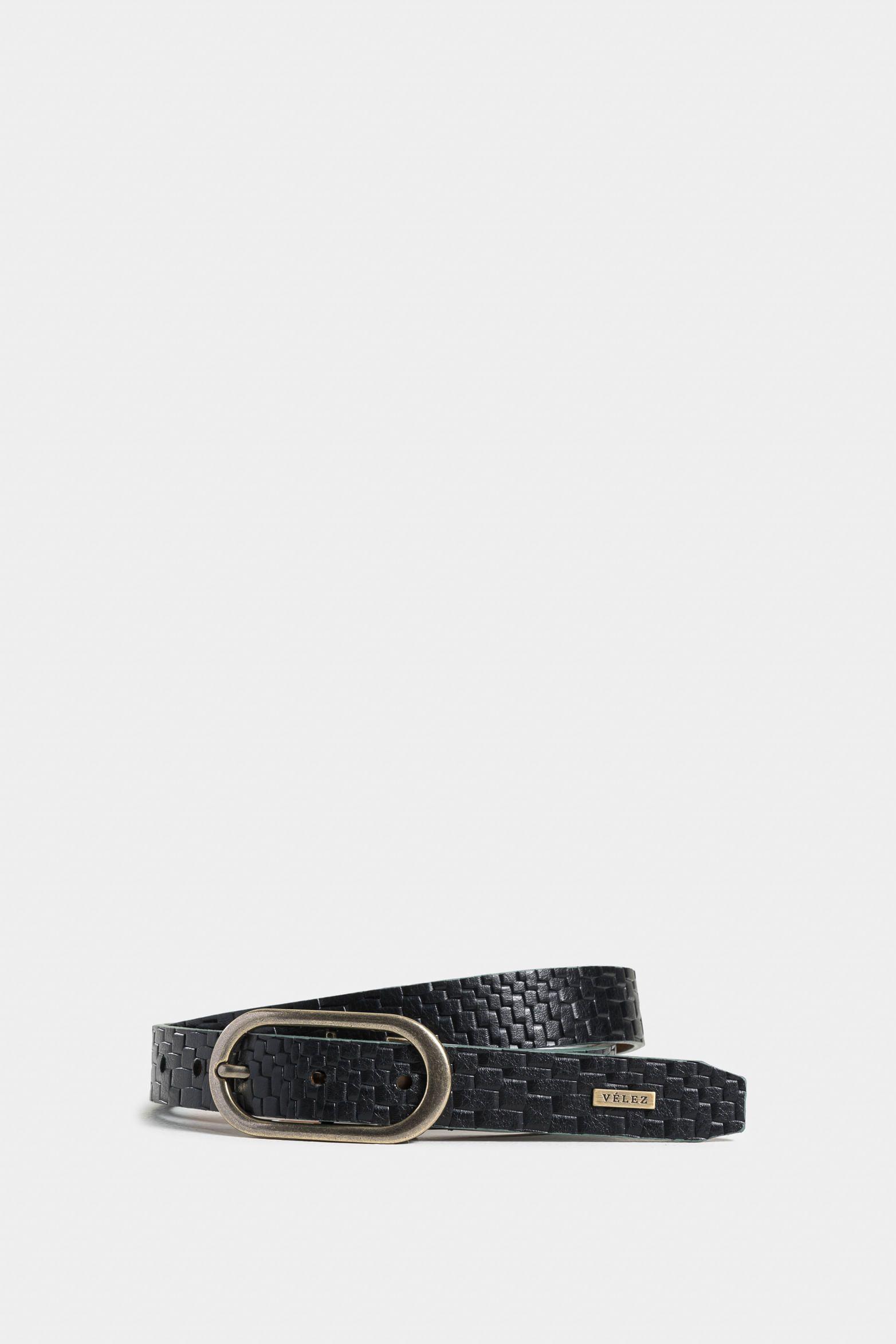 Vélez Cinturón Reversible Limoi Cuero Mujer Grabado Negro-0