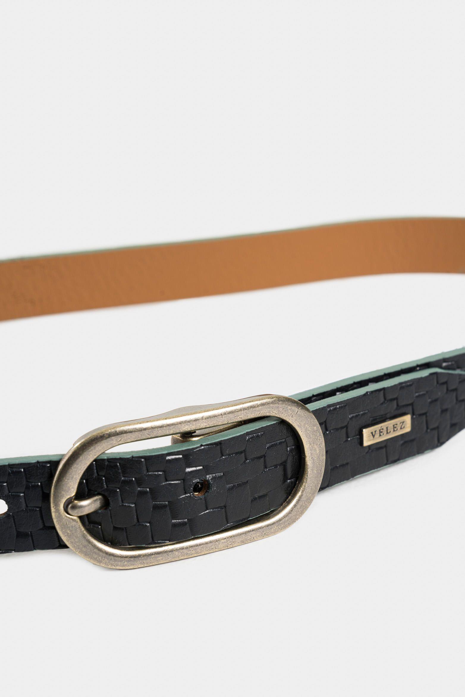 Vélez Cinturón Reversible Limoi Cuero Mujer Grabado Negro-3