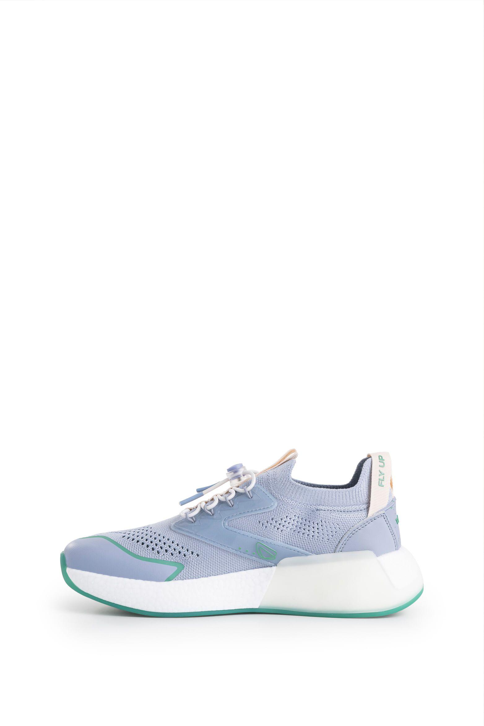 Vélez Zapatilla Tenis Fly Up Freedom Textil Y Cuero Mujer Neón Azul Claro-1
