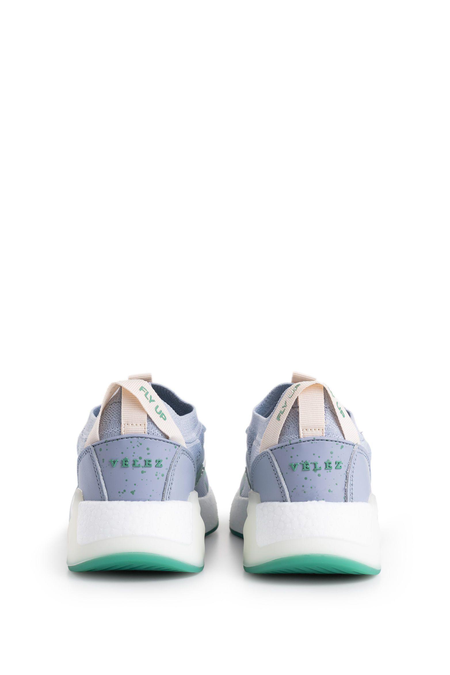 Vélez Zapatilla Tenis Fly Up Freedom Textil Y Cuero Mujer Neón Azul Claro-3