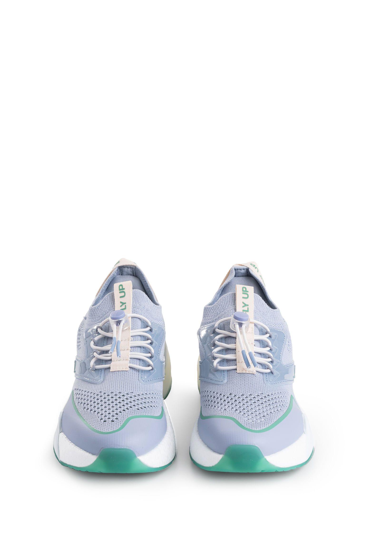 Vélez Zapatilla Tenis Fly Up Freedom Textil Y Cuero Mujer Neón Azul Claro-5
