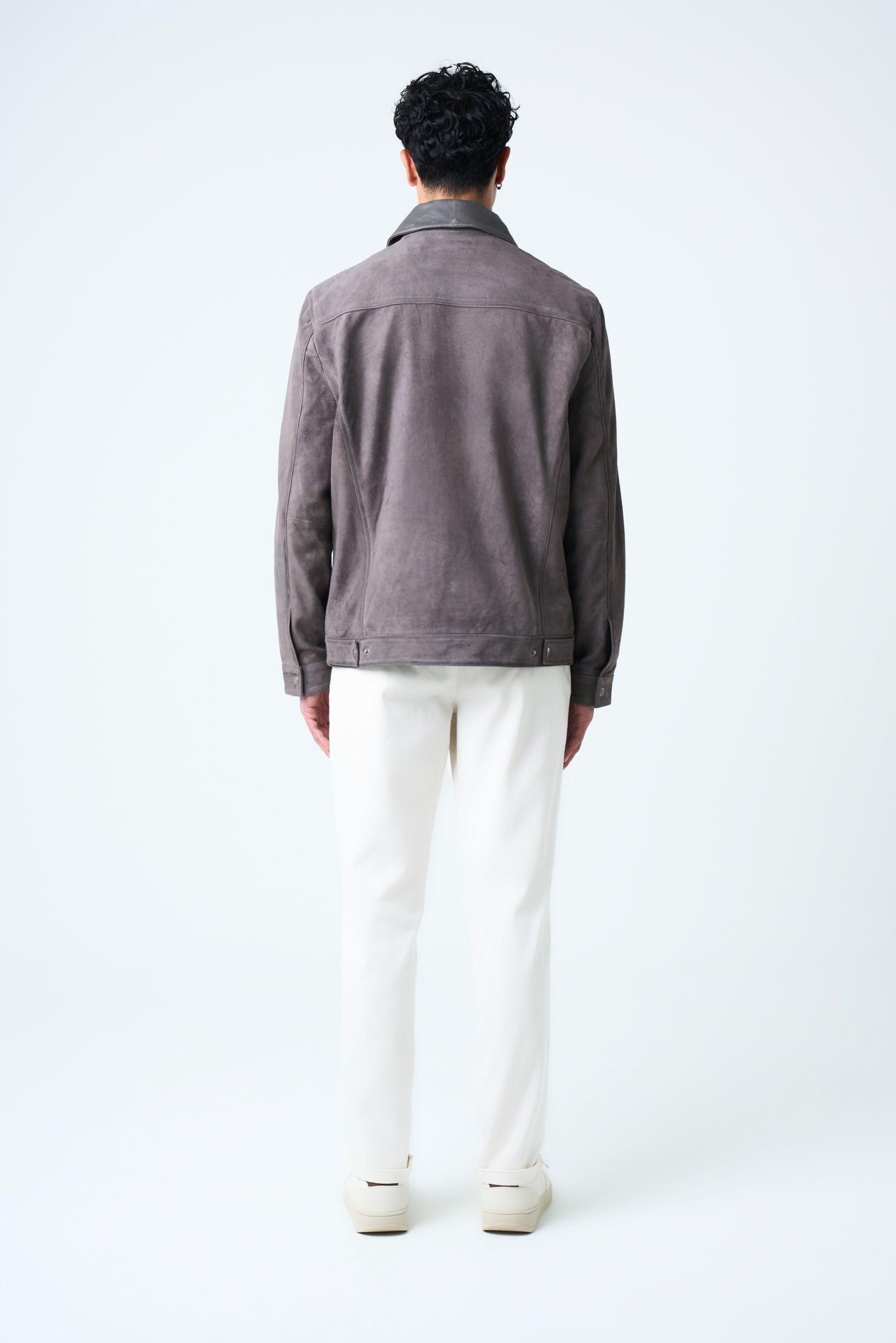 Vélez Chaqueta Aron Gamuza Hombre talle Cuero Gris Pistola-3