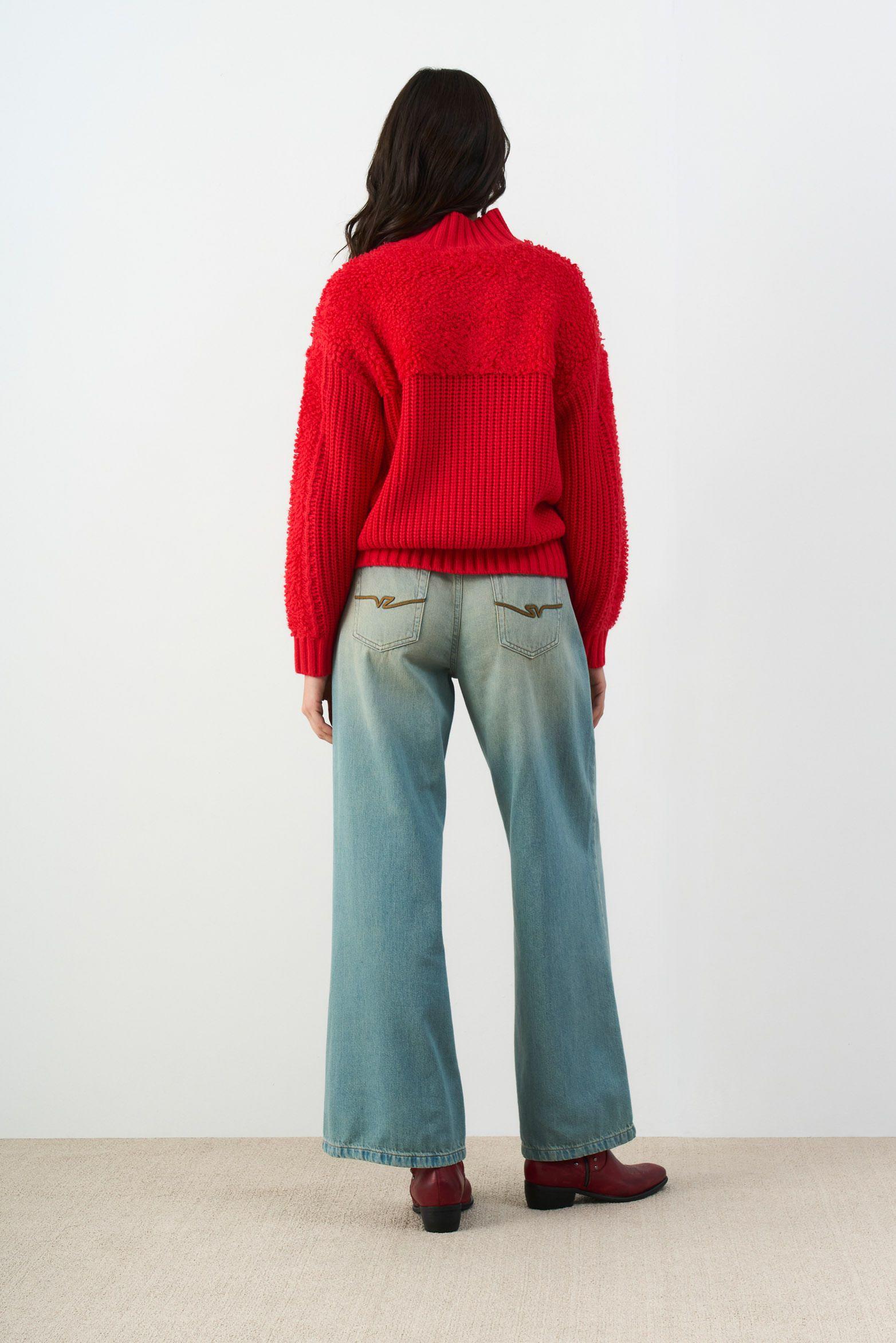 Vélez Sweater Tejido Silueta Bomber Astra Rojo-2