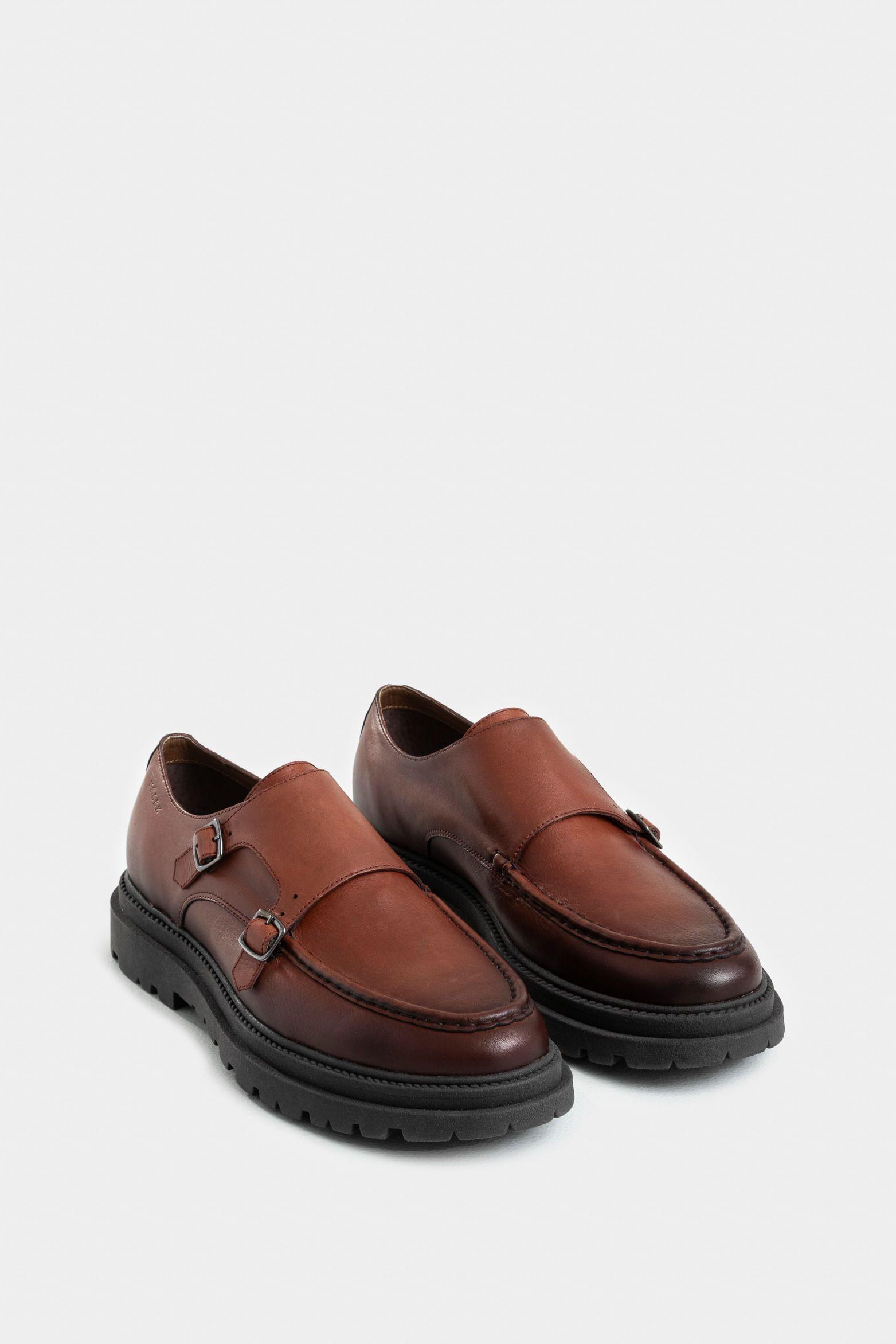 Vélez Mocasín Luster 2 Cuero Liso Hombre Monkstrap Vinotinto-1