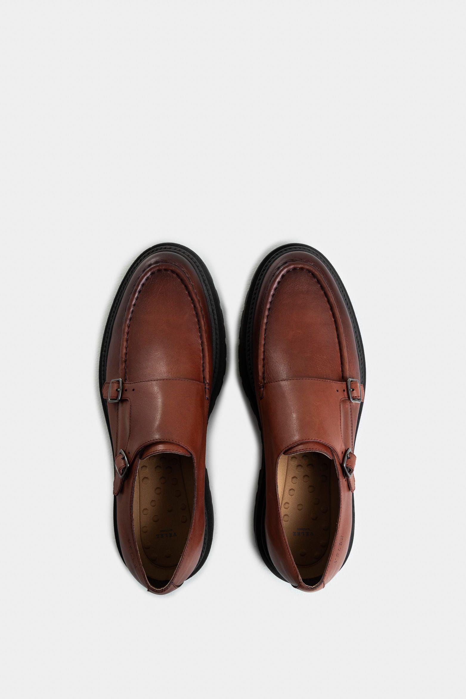 Vélez Mocasín Luster 2 Cuero Liso Hombre Monkstrap Vinotinto-3