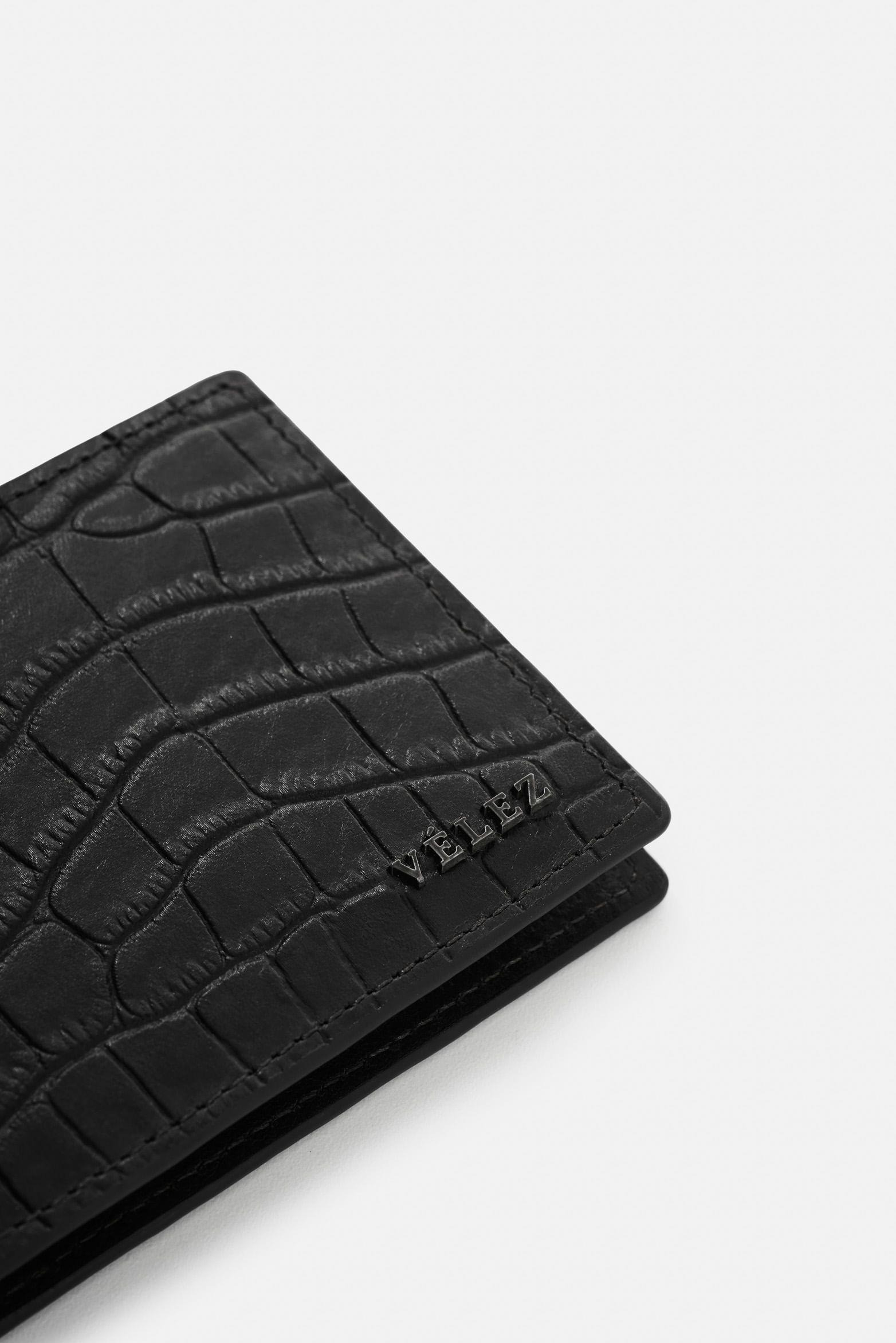 Vélez Billetera De Cuero Grabado Para Hombre Astra Negro-3