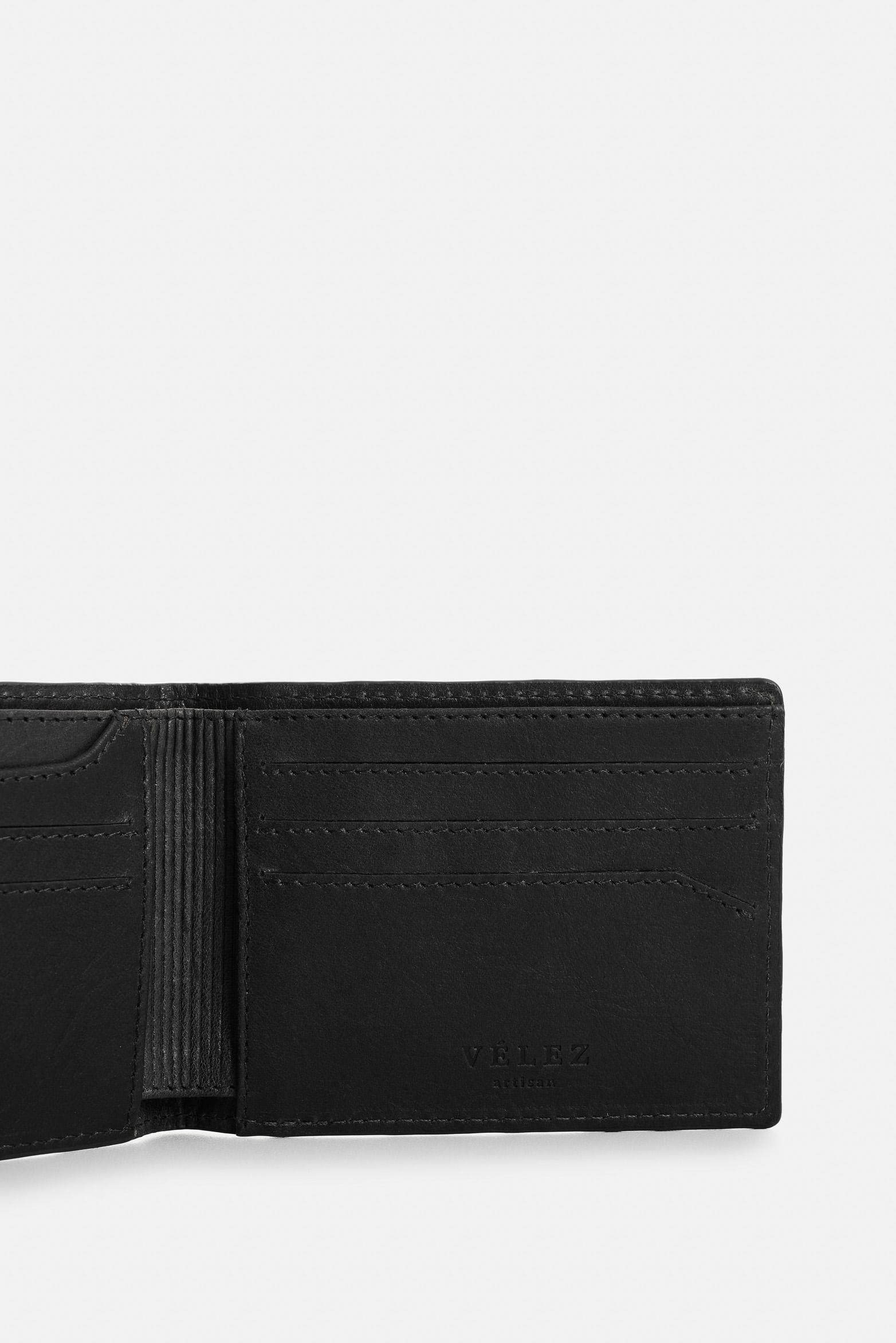 Vélez Billetera De Cuero Grabado Para Hombre Astra Negro-4