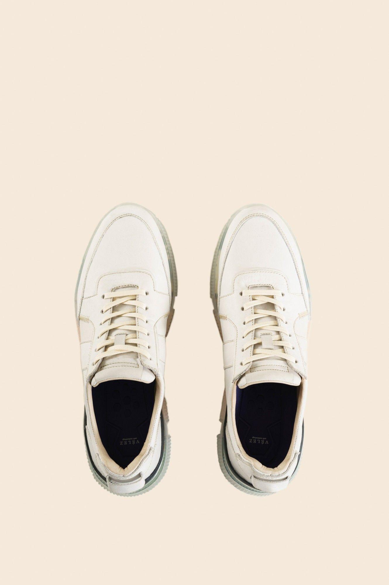 Vélez Zapatilla Tenis Halo Cuero Crosta Hombre Suela Degradé Blanco-3