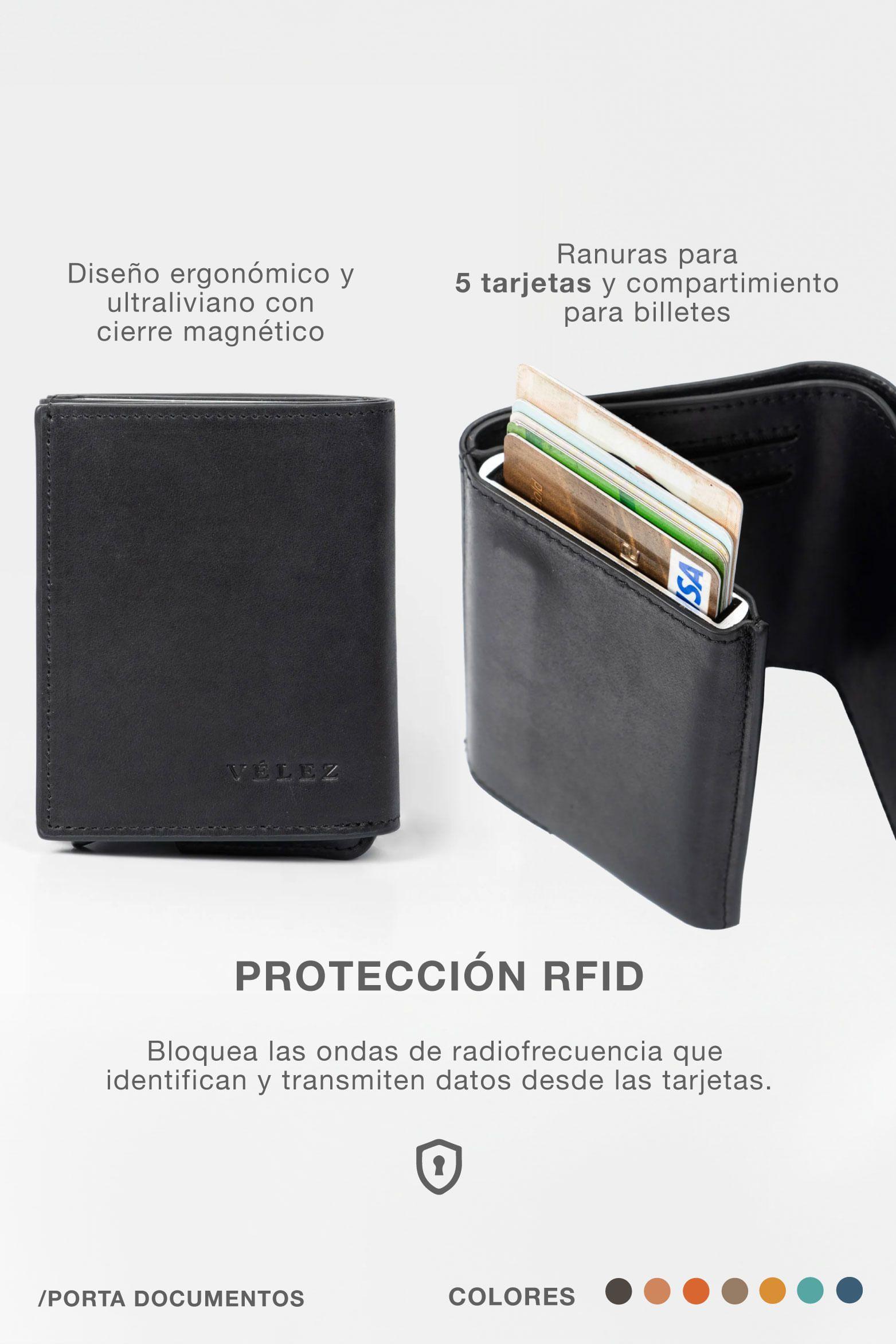 Vélez Porta Documentos De Cuero Tecnológico Negro-4
