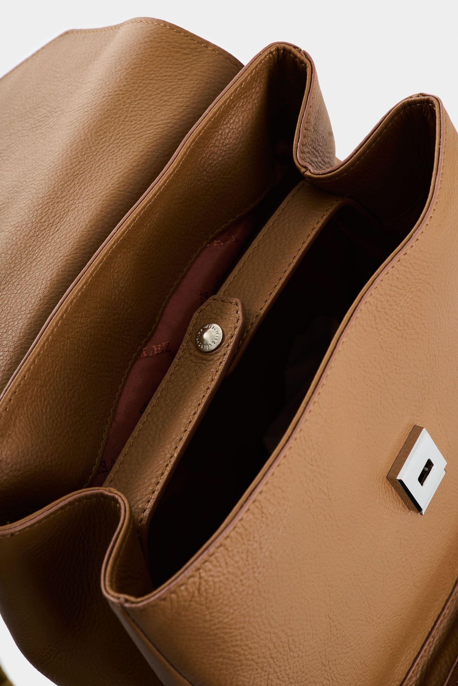 Vélez Mochila Silene De Cuero Para Mujer Tapa Hexagonal Miel-4