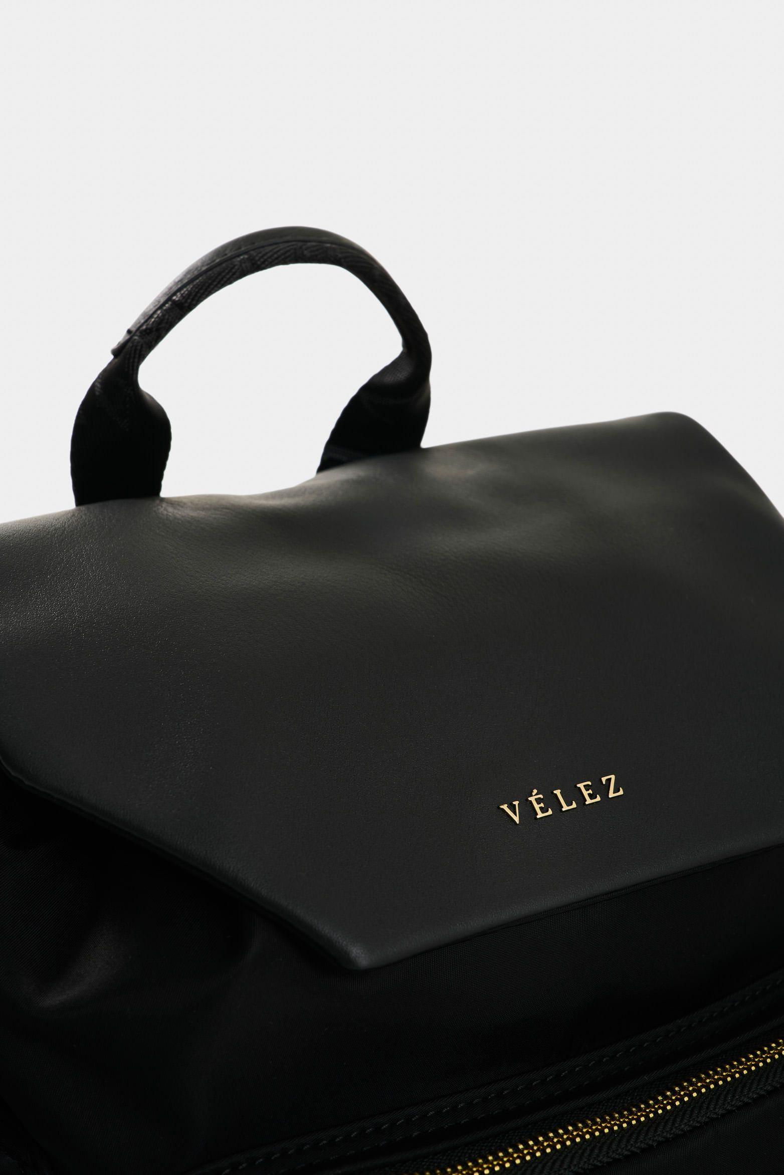 Vélez Tula Morral Mini Orión Lona Y Cuero Mujer Negro-3