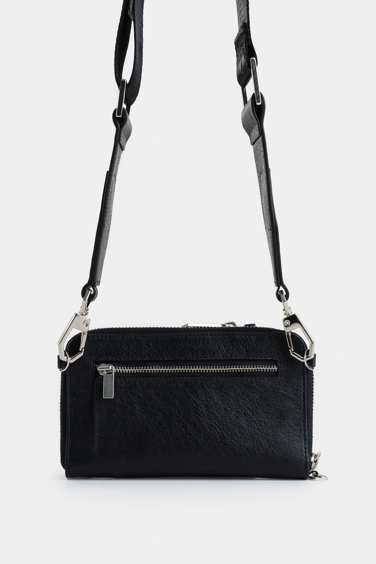 Porta chequera Ibiza de cuero para mujer multifunción negro-2