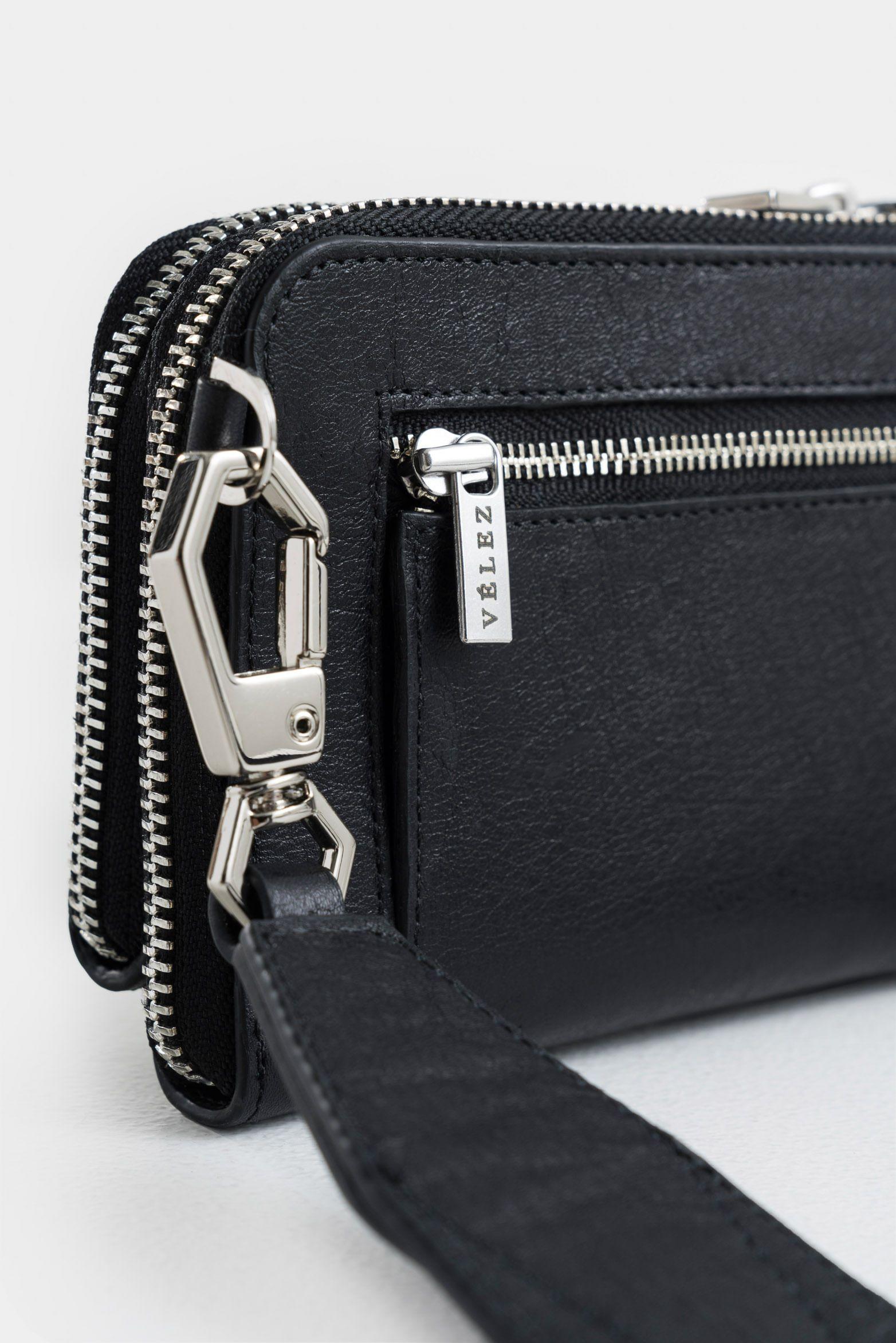 Porta chequera Ibiza de cuero para mujer multifunción negro-4