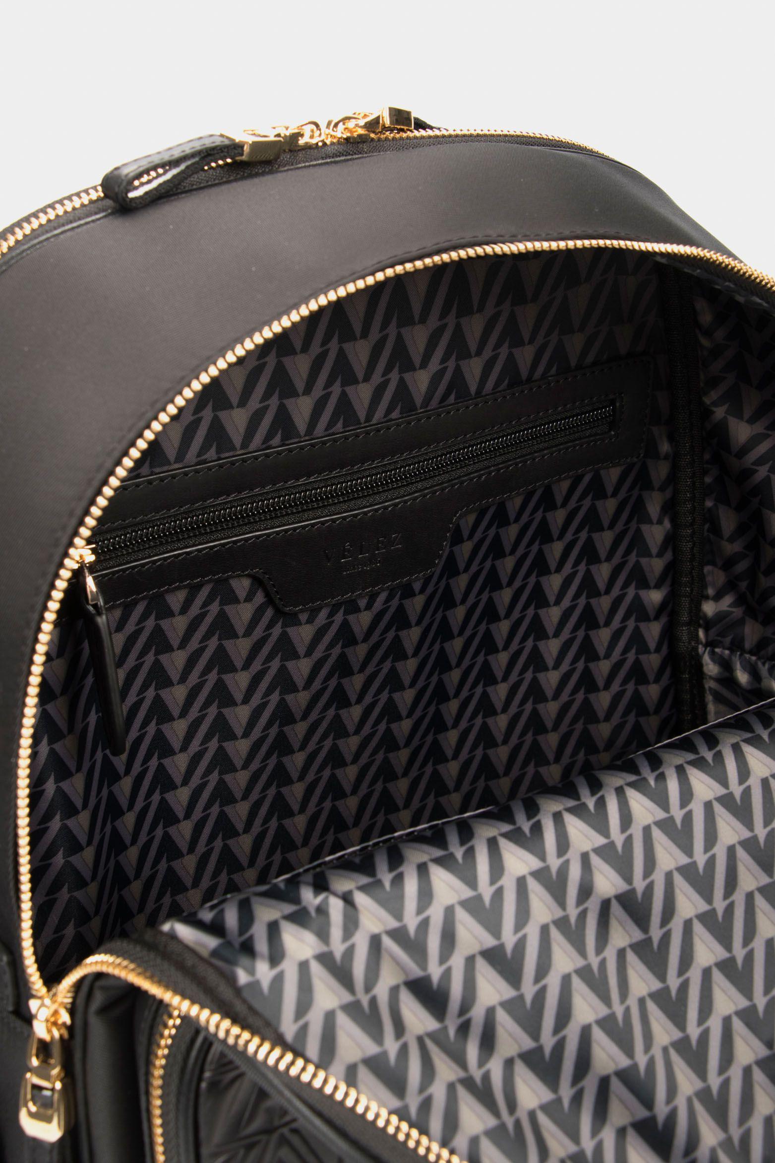 Vélez Mochila Nylon Monocromático Negro-5