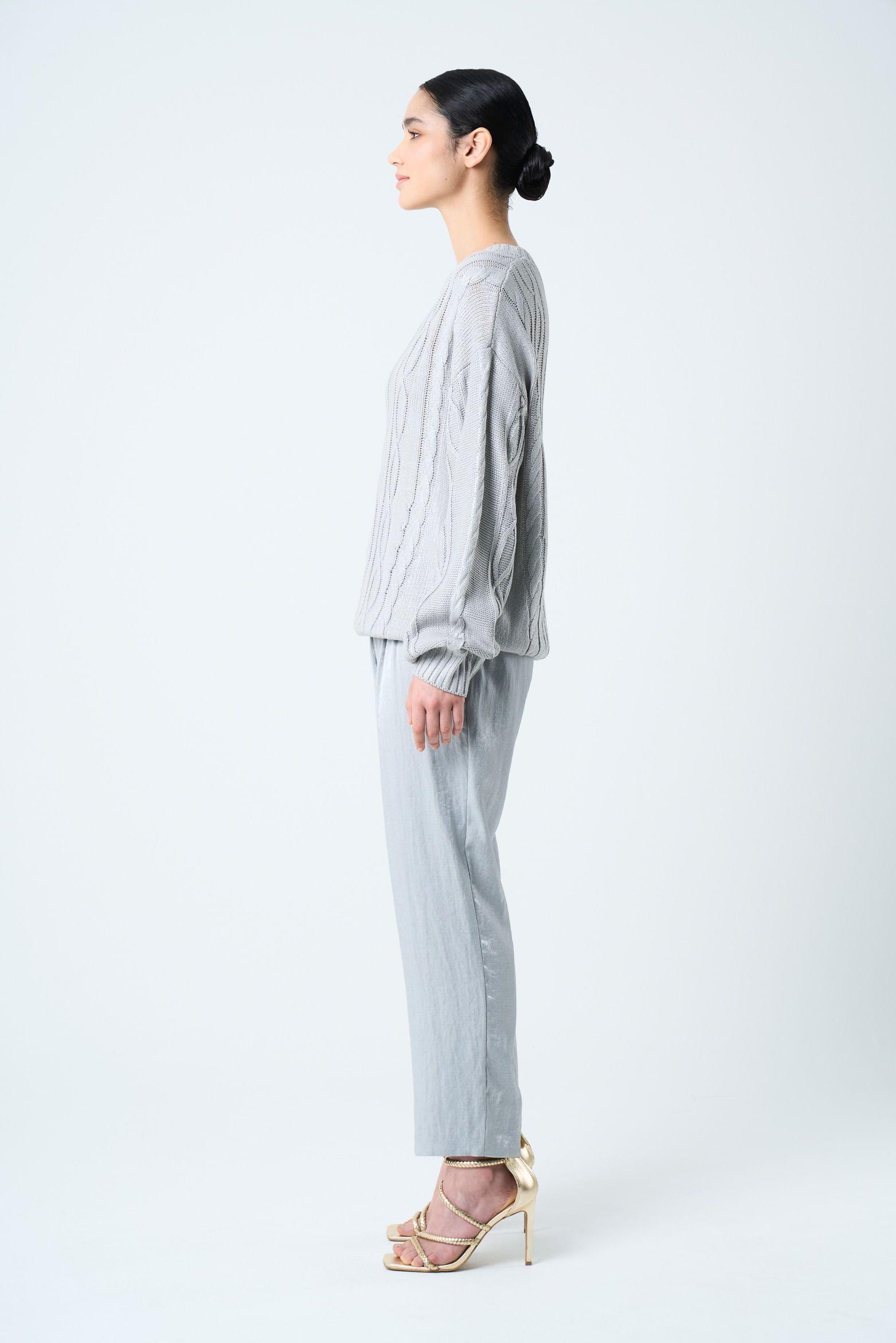 Sweater tejido Layla para mujer efecto resinado gris-1