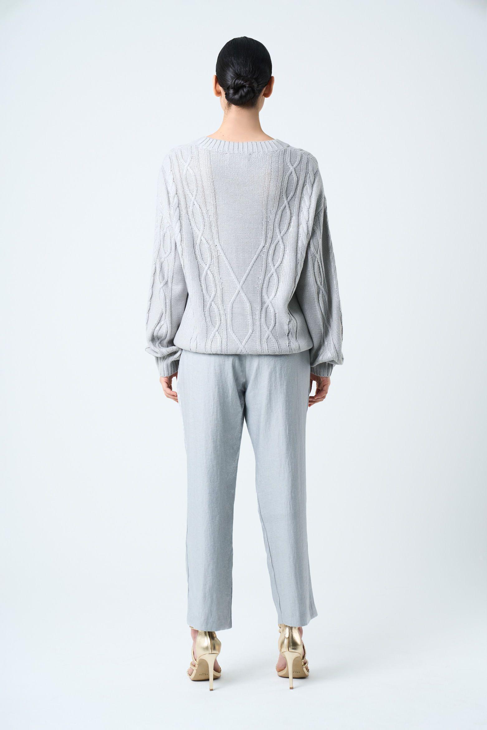 Sweater tejido Layla para mujer efecto resinado gris-2