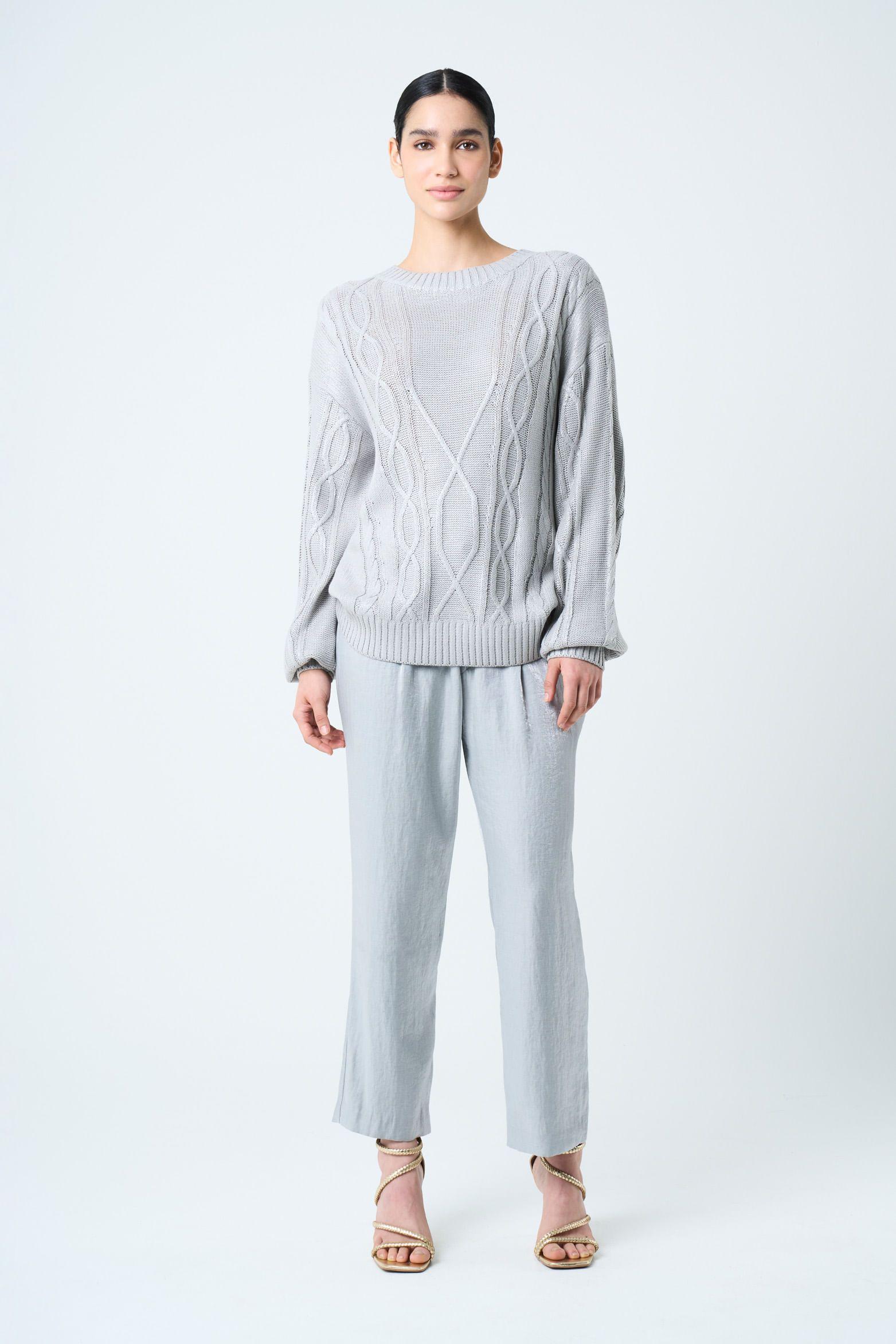 Sweater tejido Layla para mujer efecto resinado gris-3