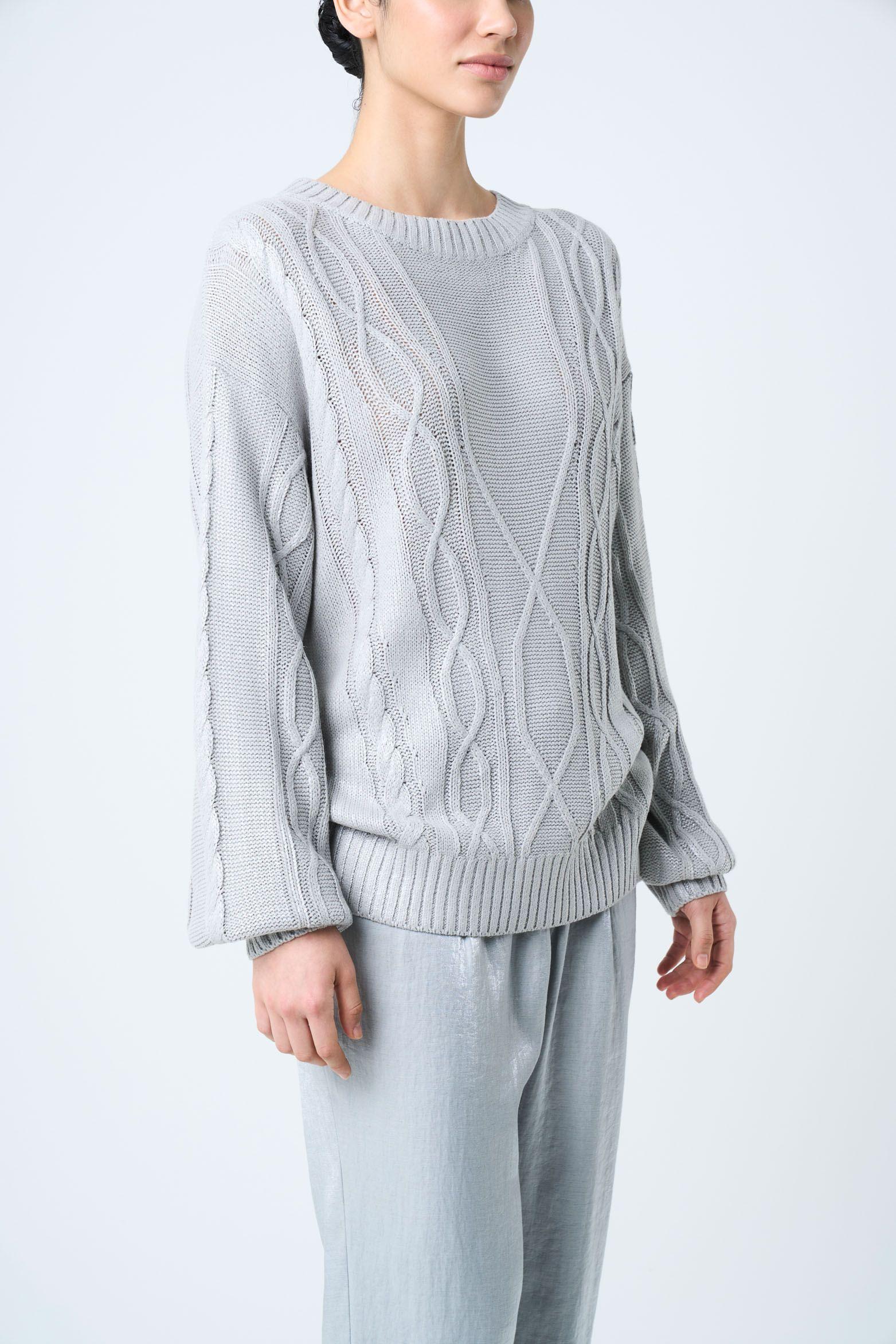 Sweater tejido Layla para mujer efecto resinado gris-4