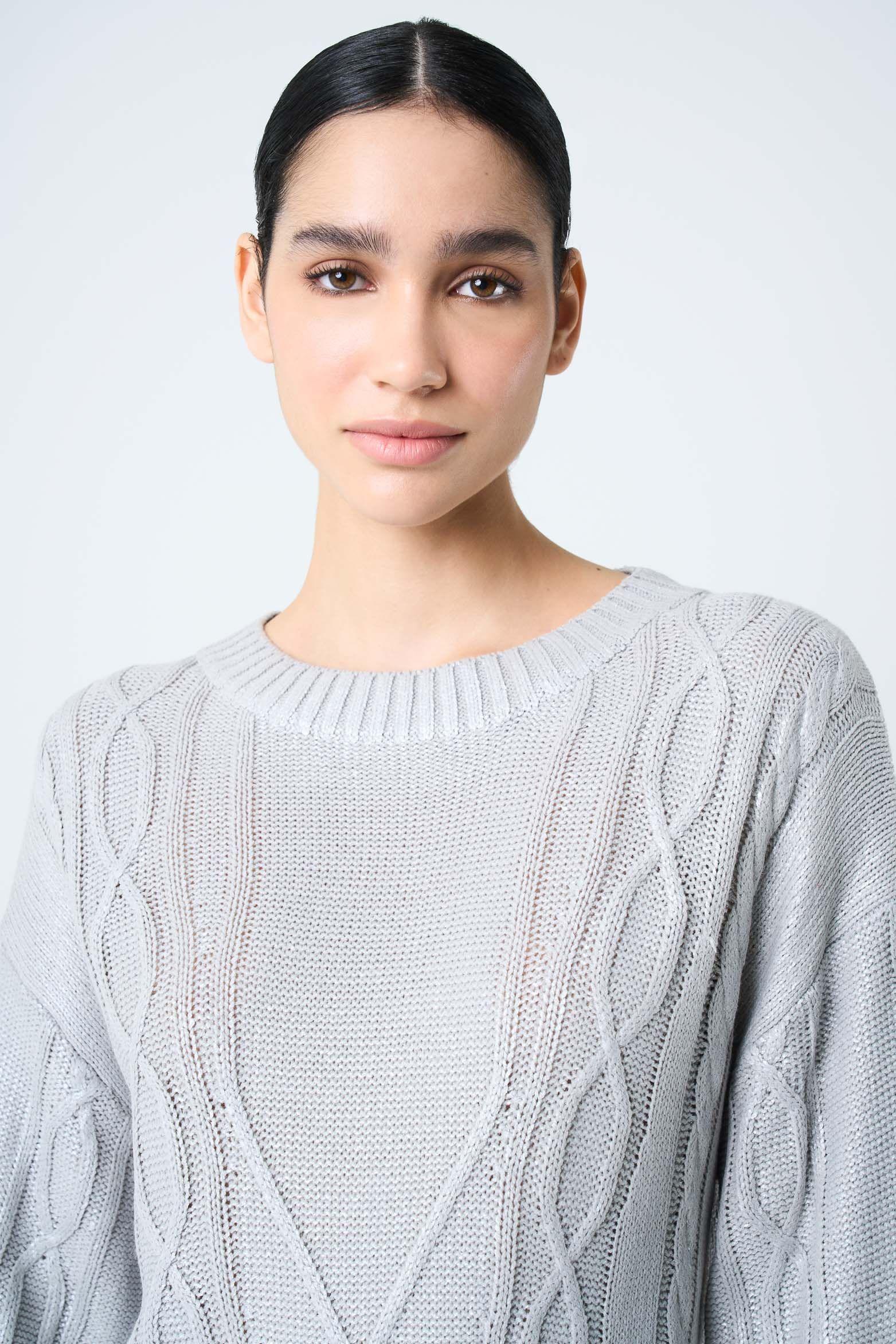 Sweater tejido Layla para mujer efecto resinado gris-5