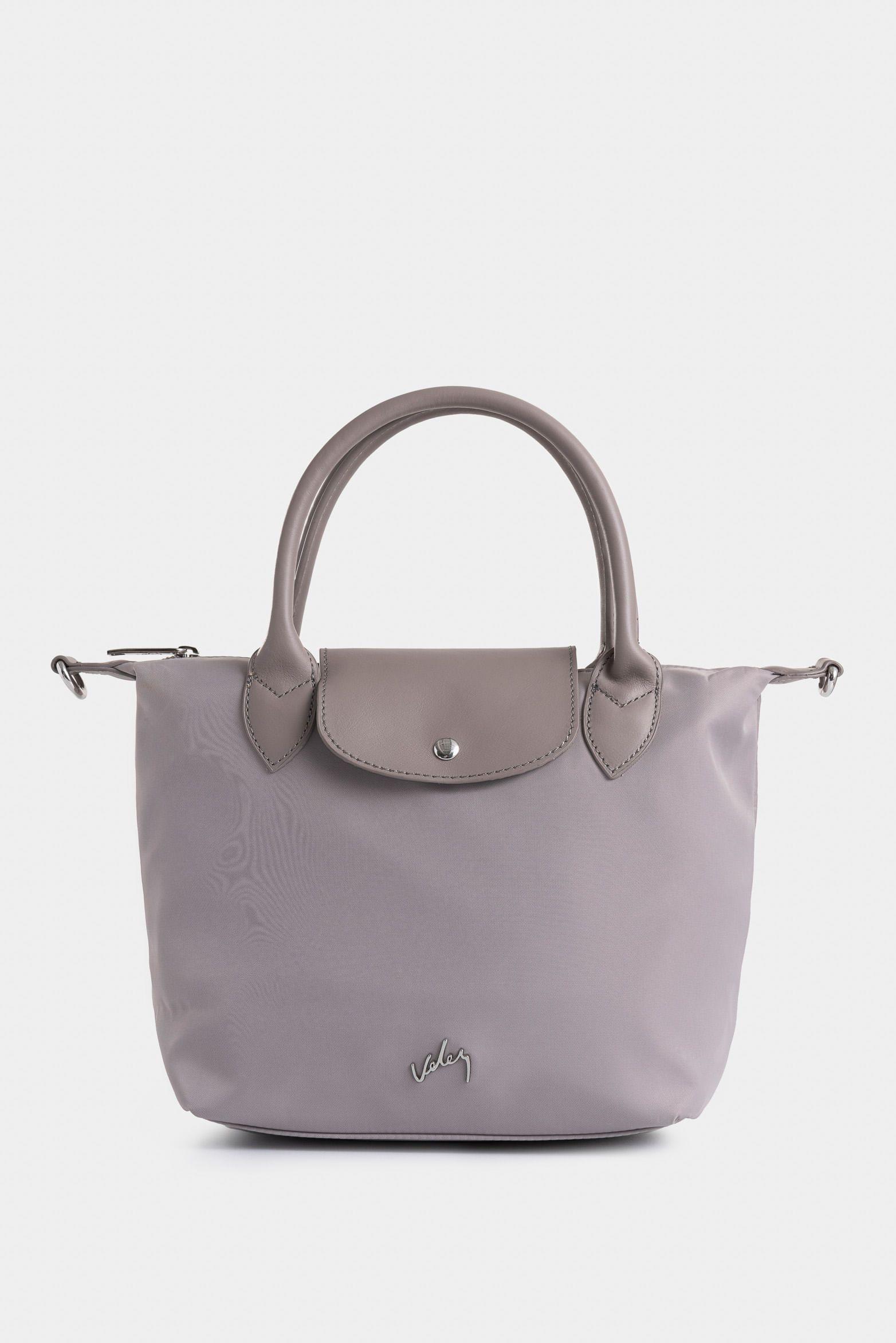 Bowling Ámbar en lona para mujer detalle cuero gris-0