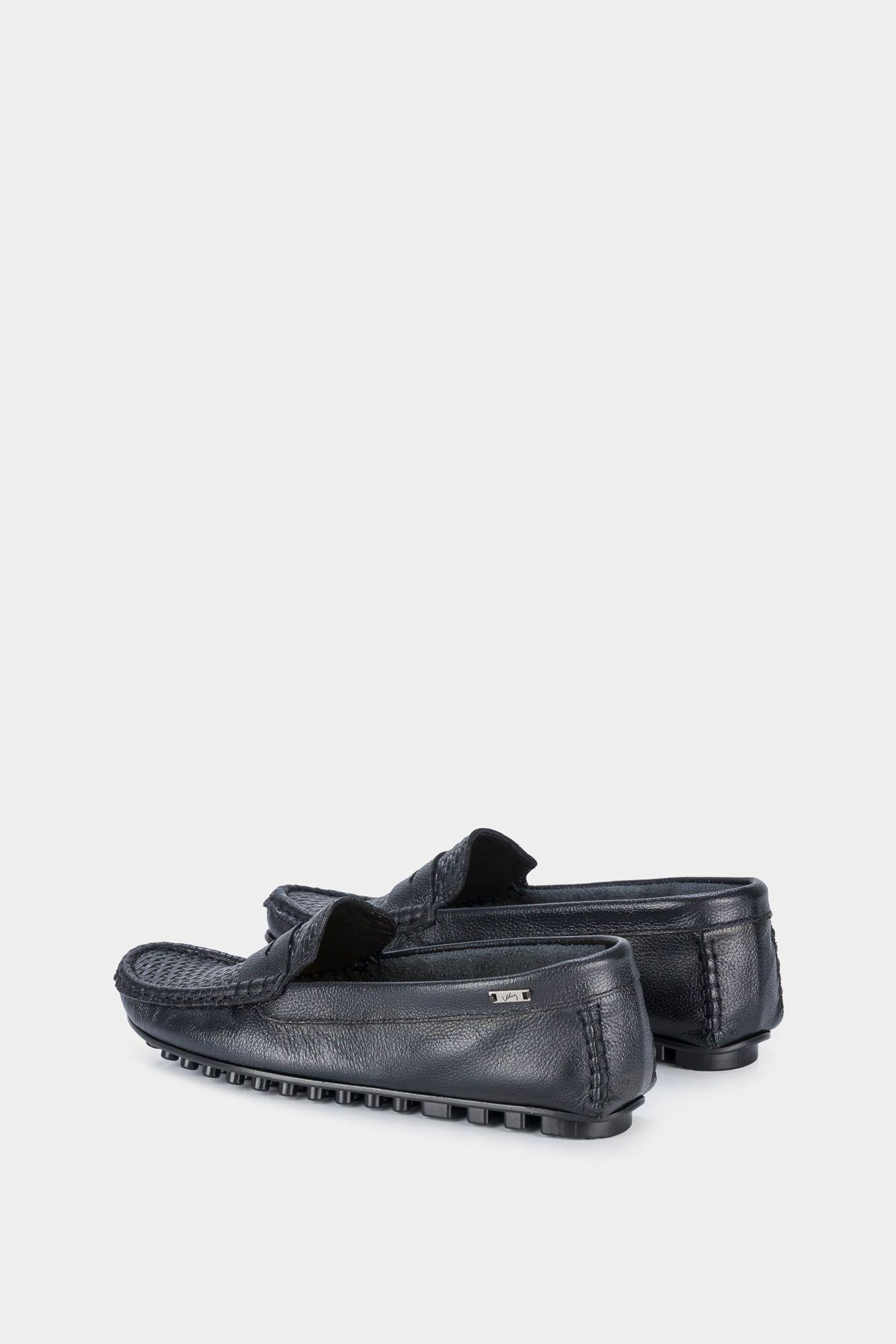 Mocasines denver de cuero para mujer grabado con placa negro-2