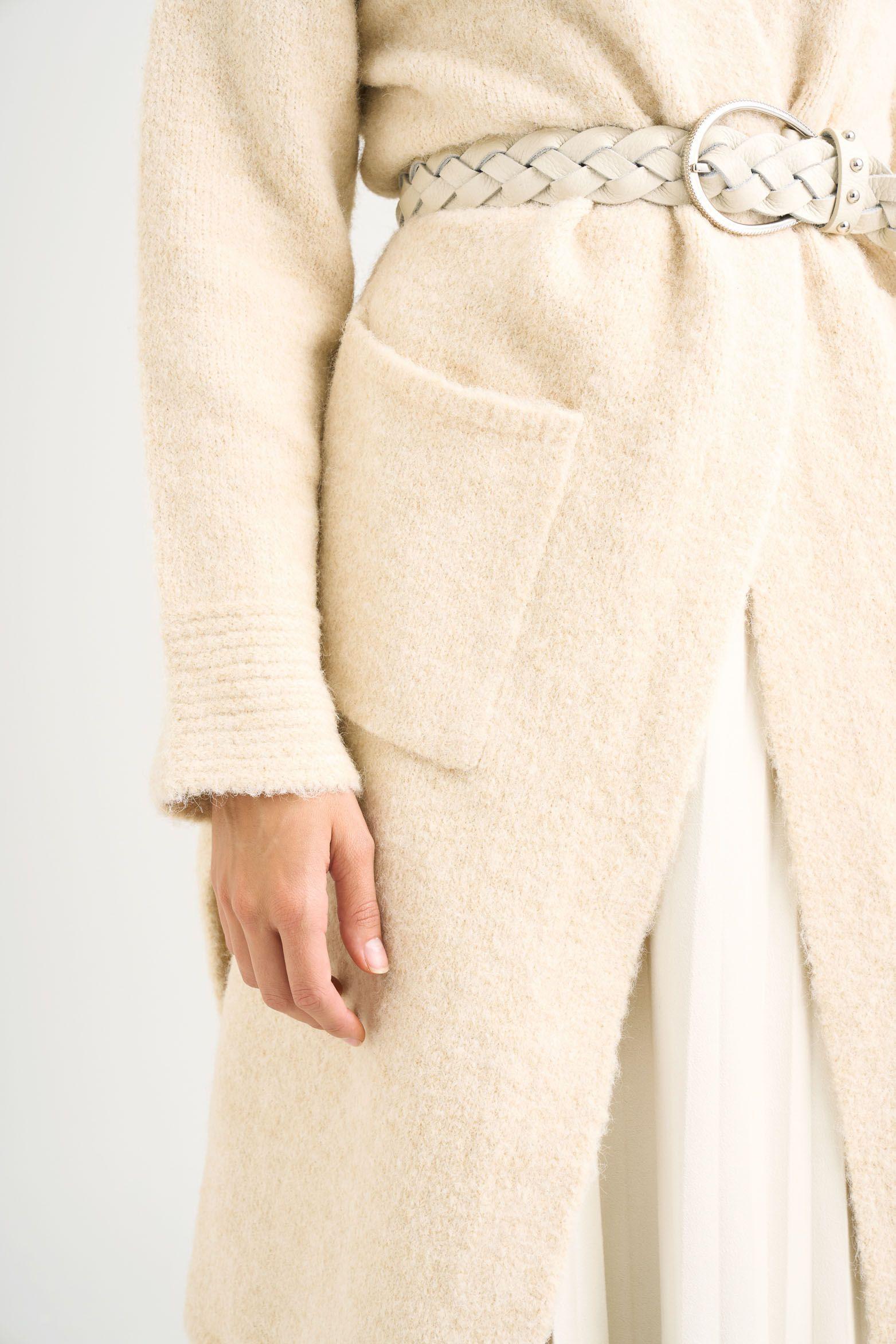 Vélez Cardigan Caval Tejido Rectilíneo Mujer Con Abertura Costados Crema-3