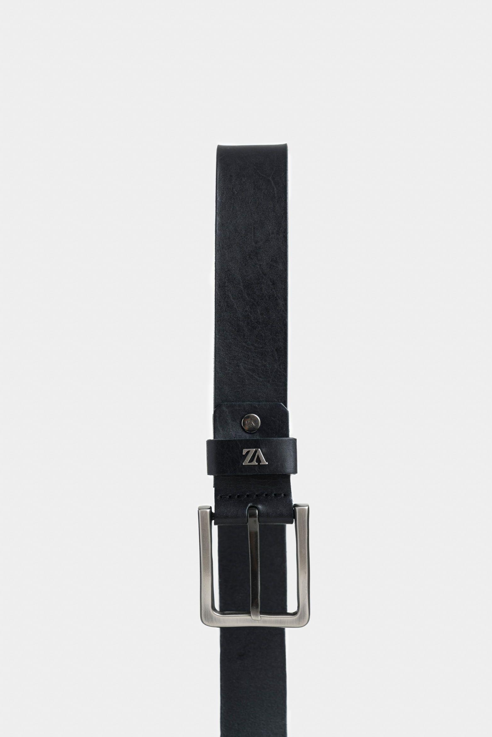 Cinturón unifaz duna 2 para hombre punta trapecio negro-1