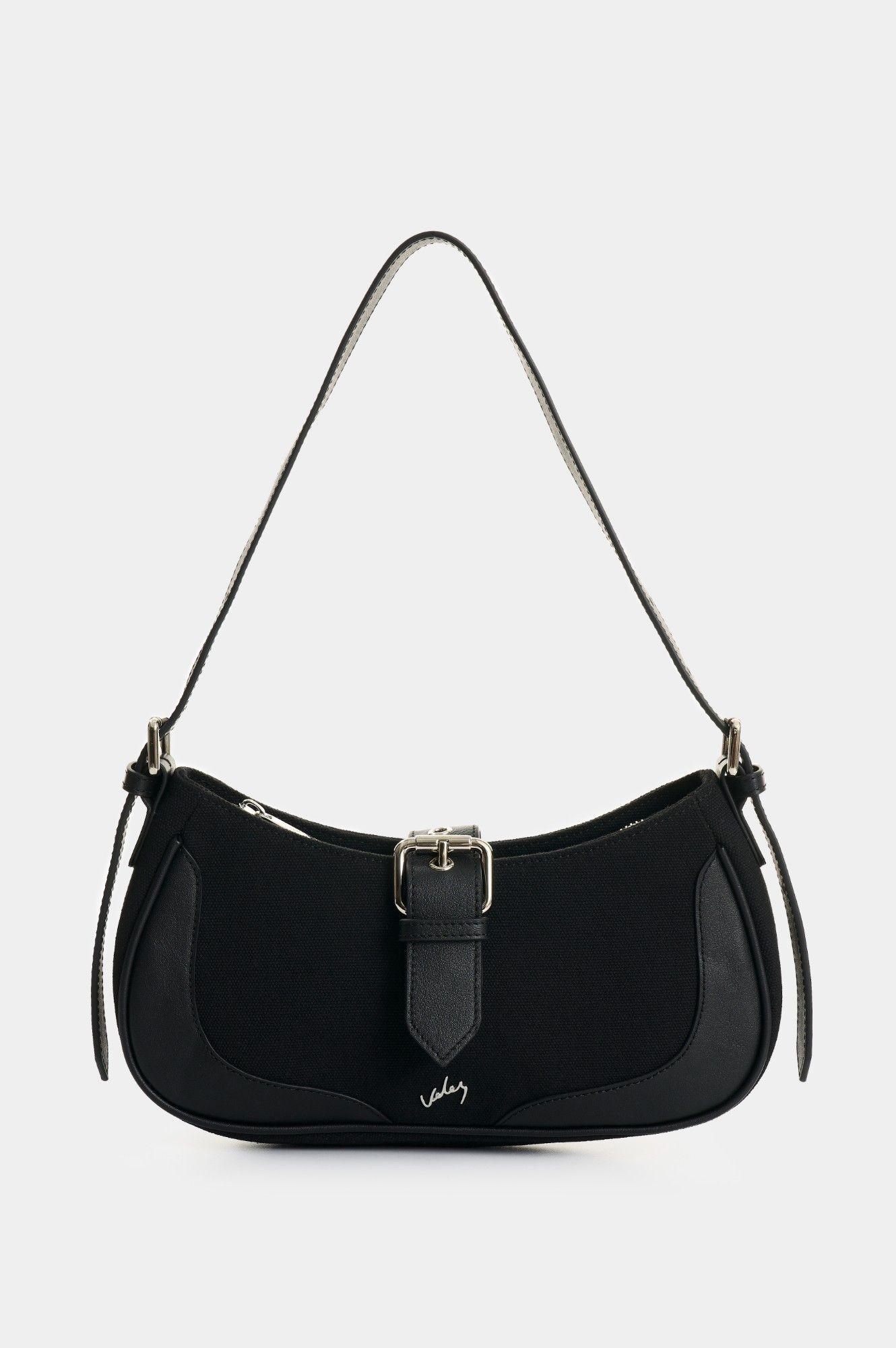 Vélez Cartera Bandolera En Lona Y Cuero Mujer Solaris Negro-0