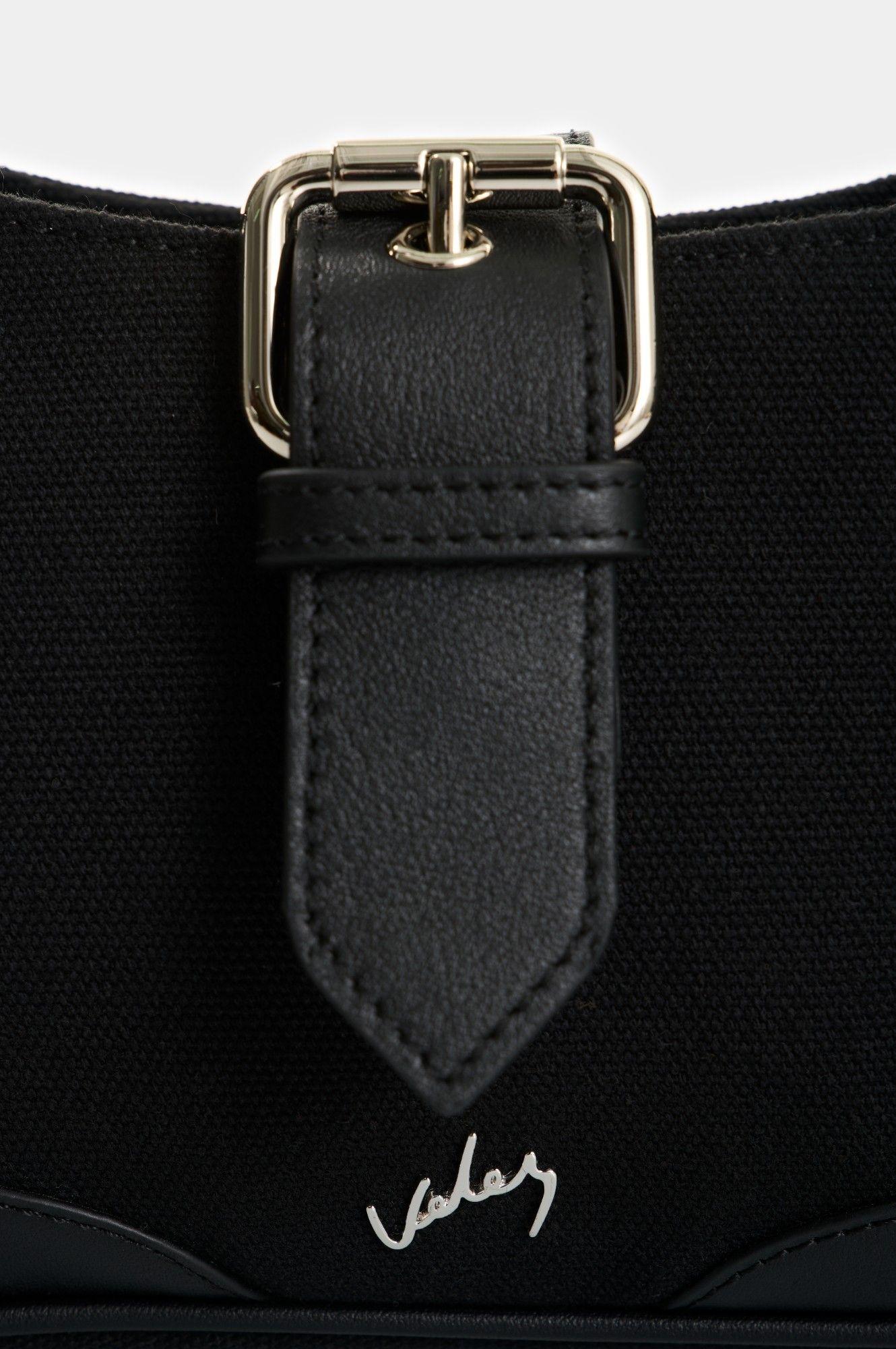 Vélez Cartera Bandolera En Lona Y Cuero Mujer Solaris Negro-3