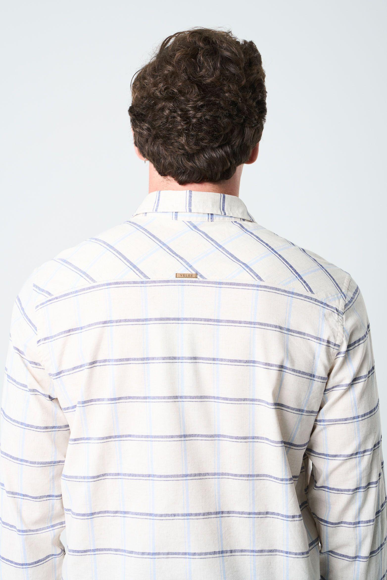 Vélez Camisa Semi Fitted Hombre Estampación Cuadros Arena-6