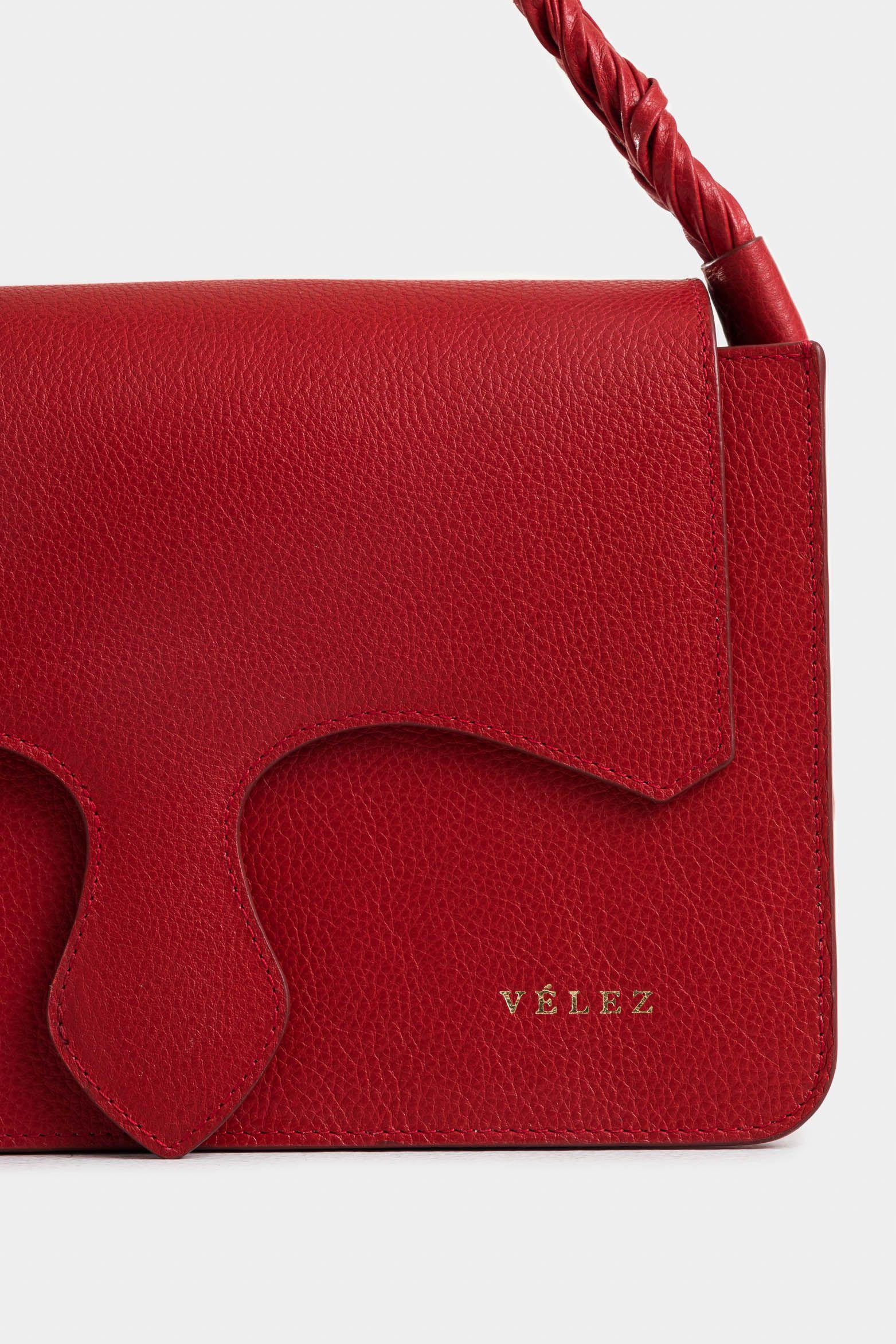 Vélez Bowling Maxi Garniel Cuero Mujer Manija Trenzada Rojo-4