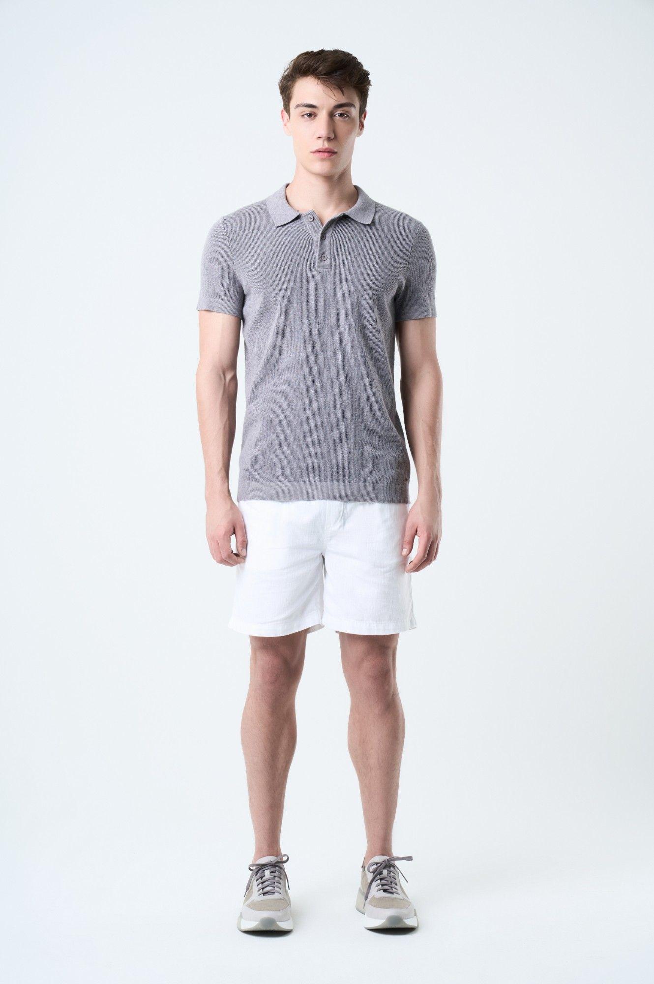 Vélez Short Bermuda Marfil En Lino Hombre  Amplia Blanco-1
