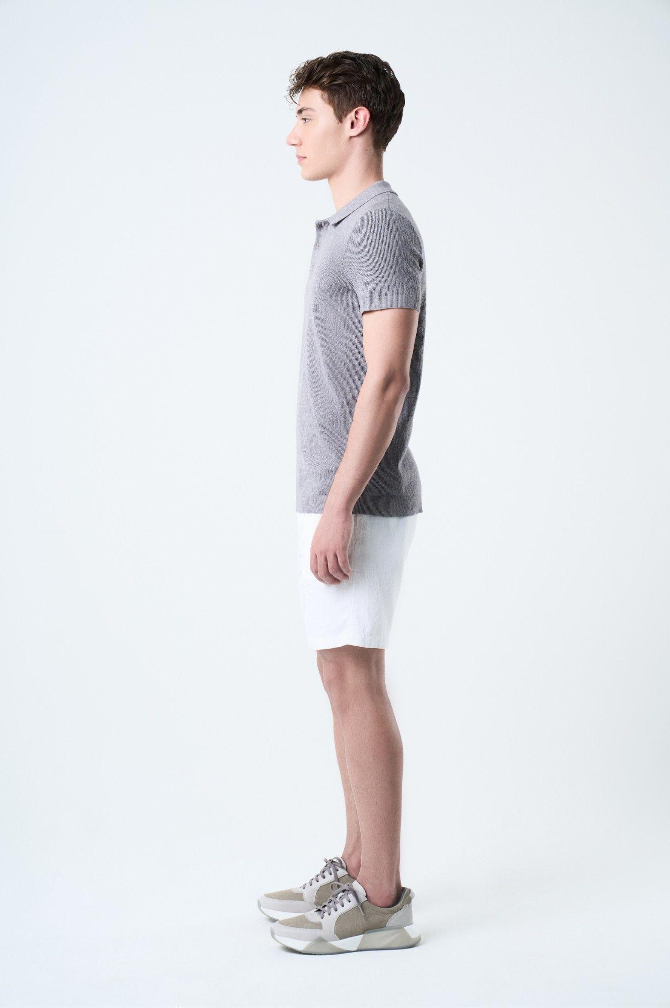 Vélez Short Bermuda Marfil En Lino Hombre  Amplia Blanco-2