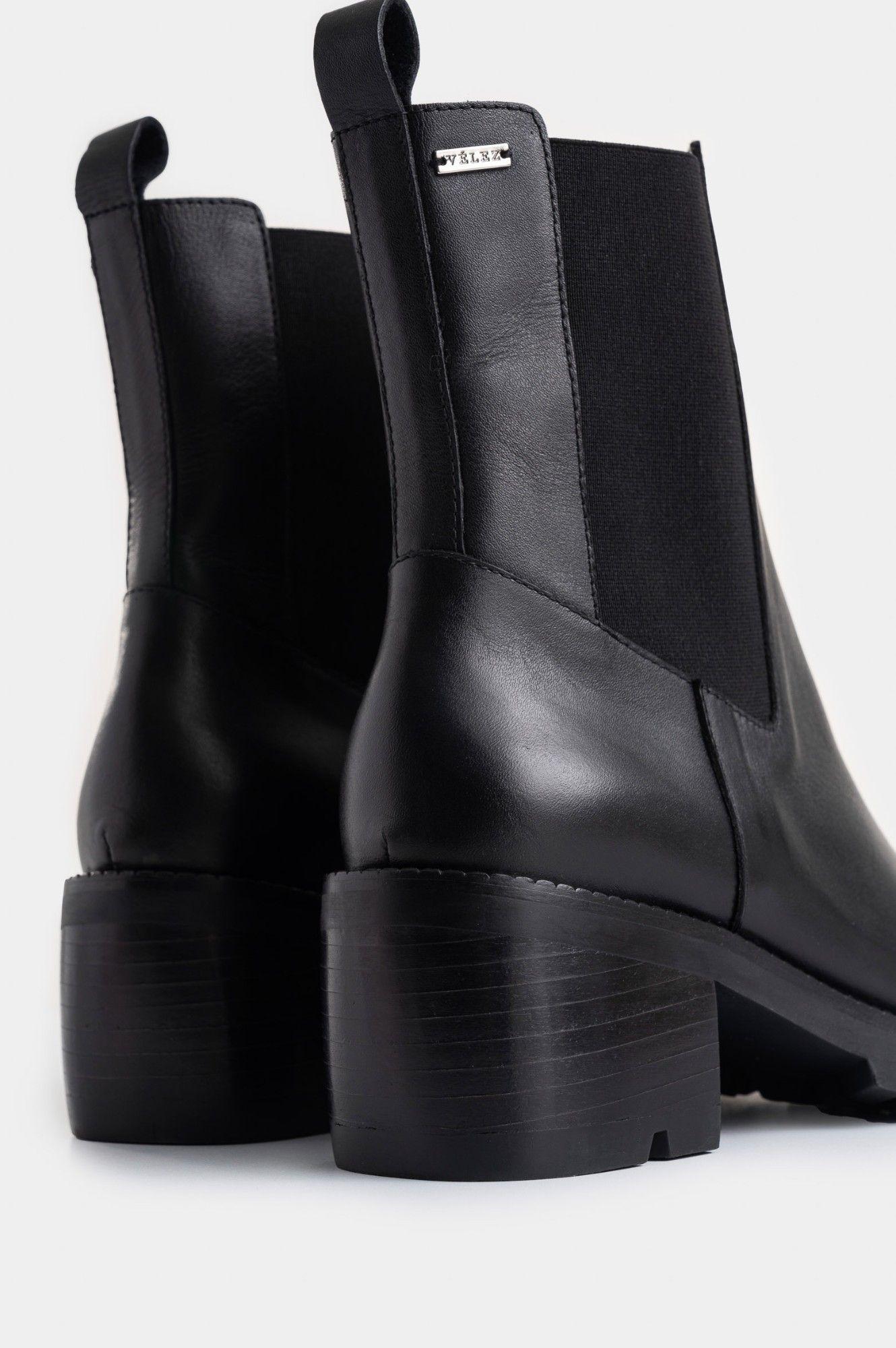 Vélez Botines Maia De Cuero  Mujer Silueta Chelsea Negro-4