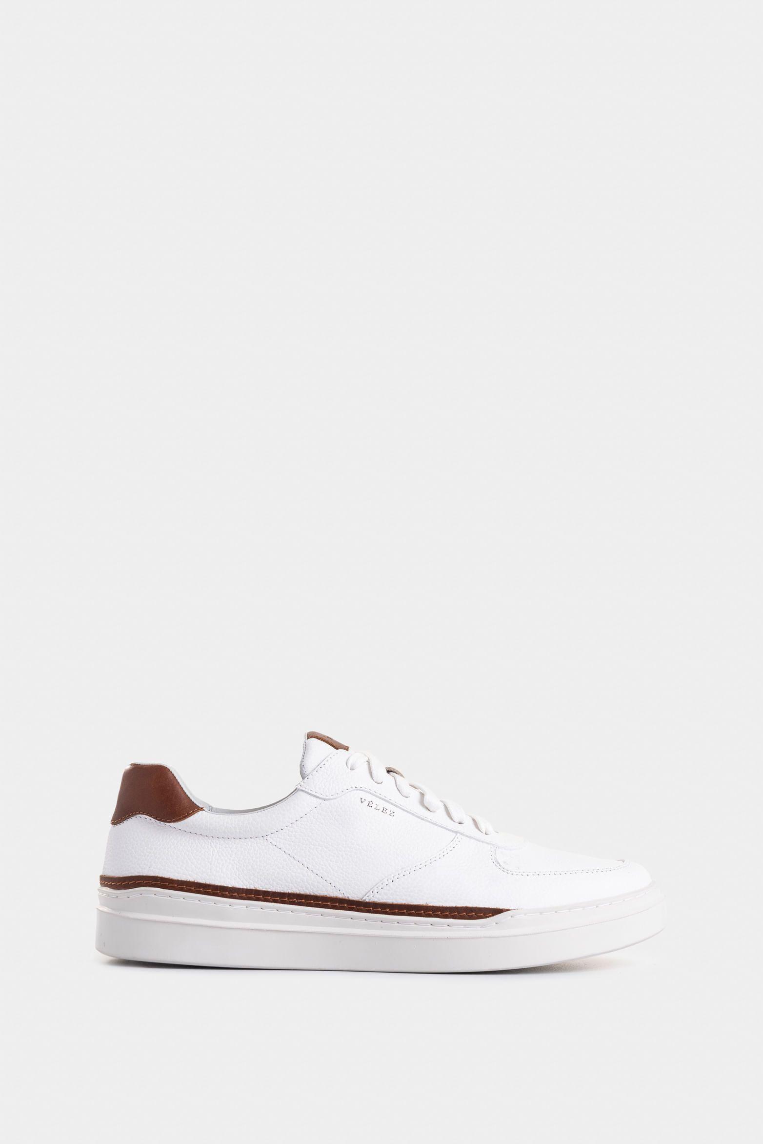 Tenis Whited de cuero para hombre detalle contraste blanco-0