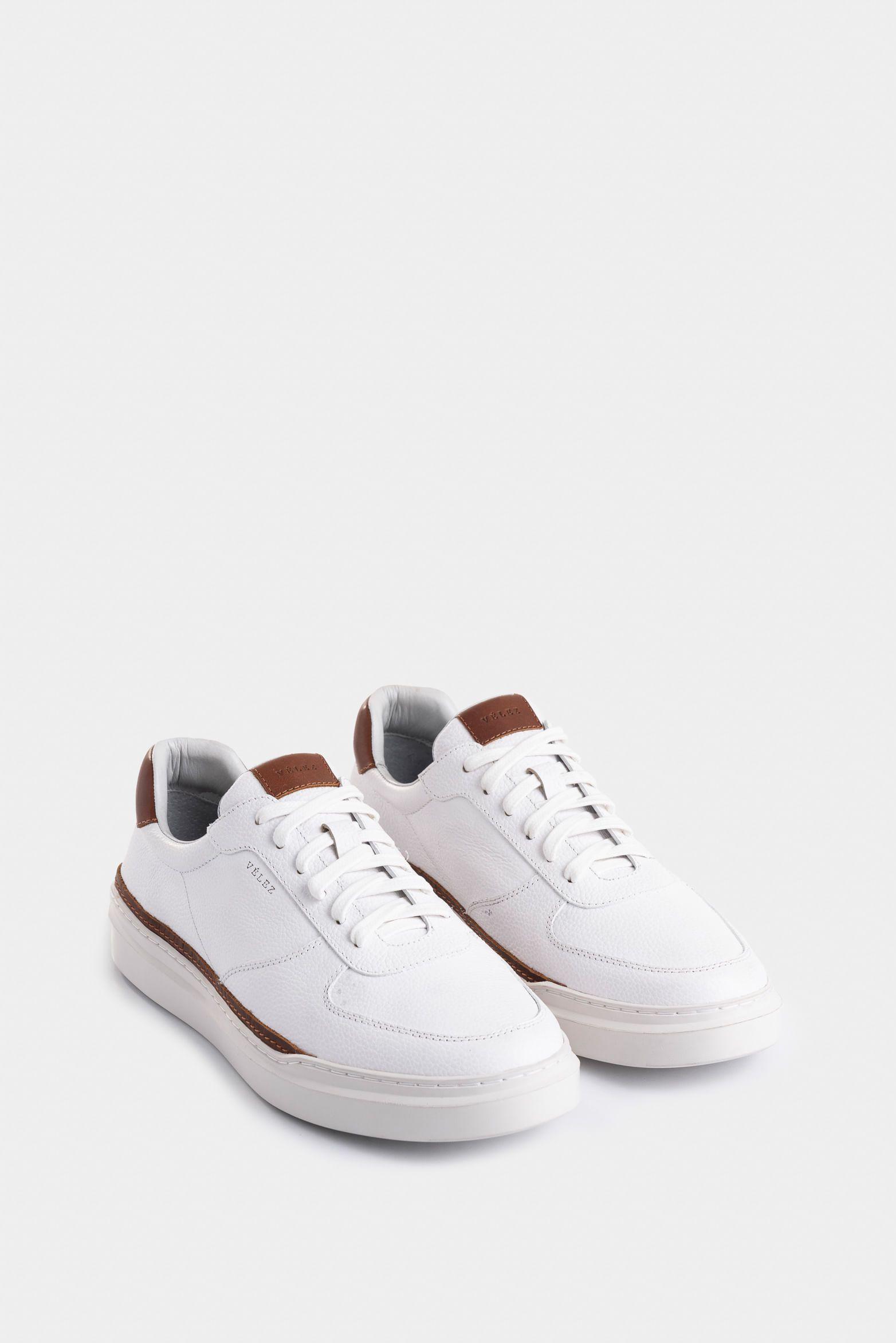 Tenis Whited de cuero para hombre detalle contraste blanco-1