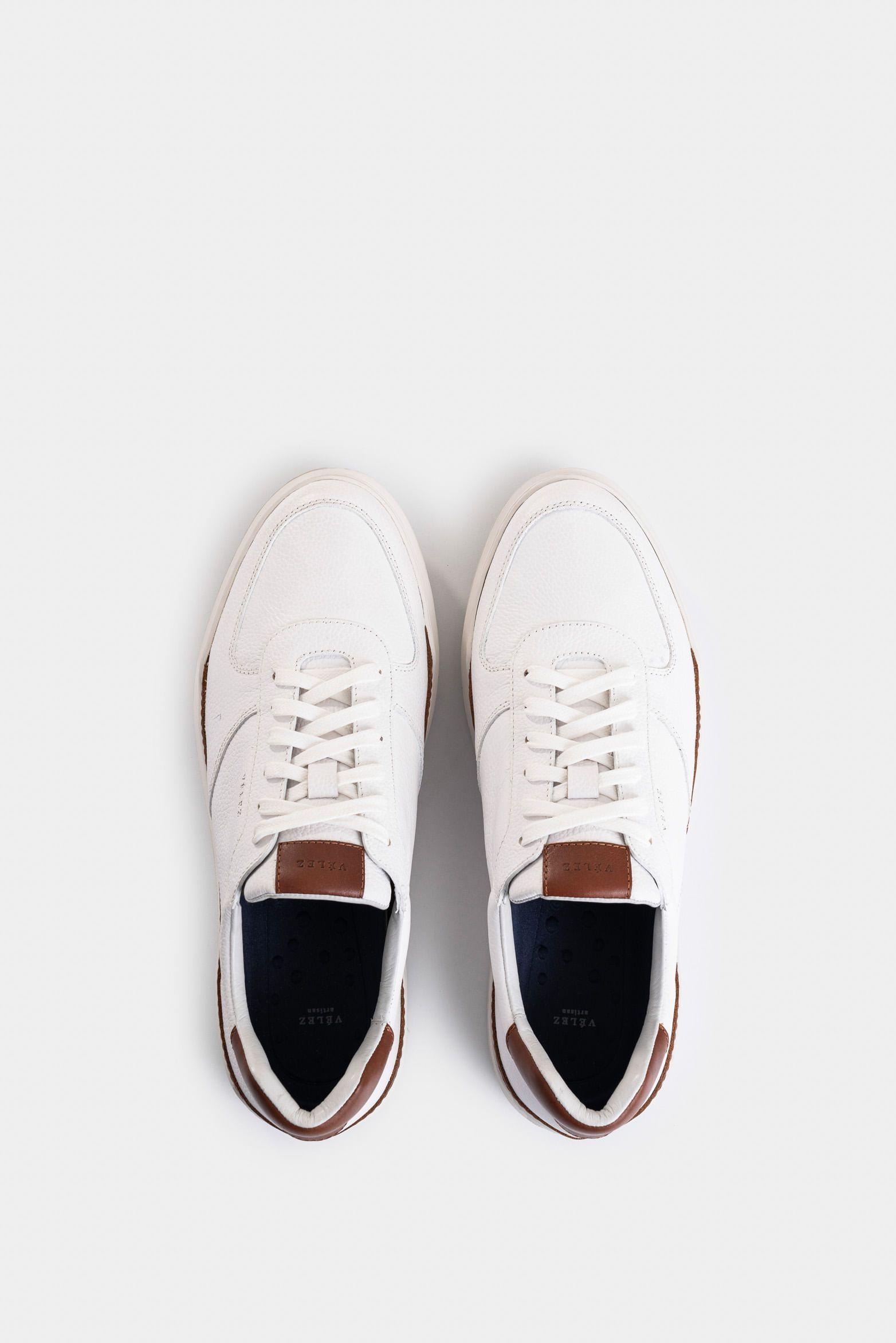 Tenis Whited de cuero para hombre detalle contraste blanco-3