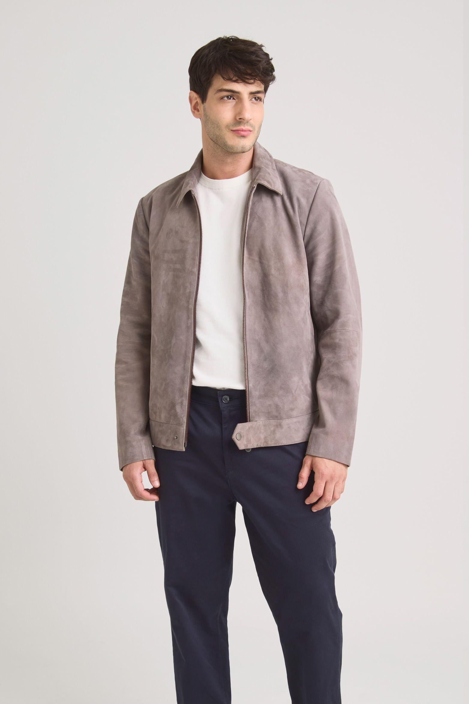 Vélez Chaqueta Trivoli Cuero Gamuzado Hombre Gris-0