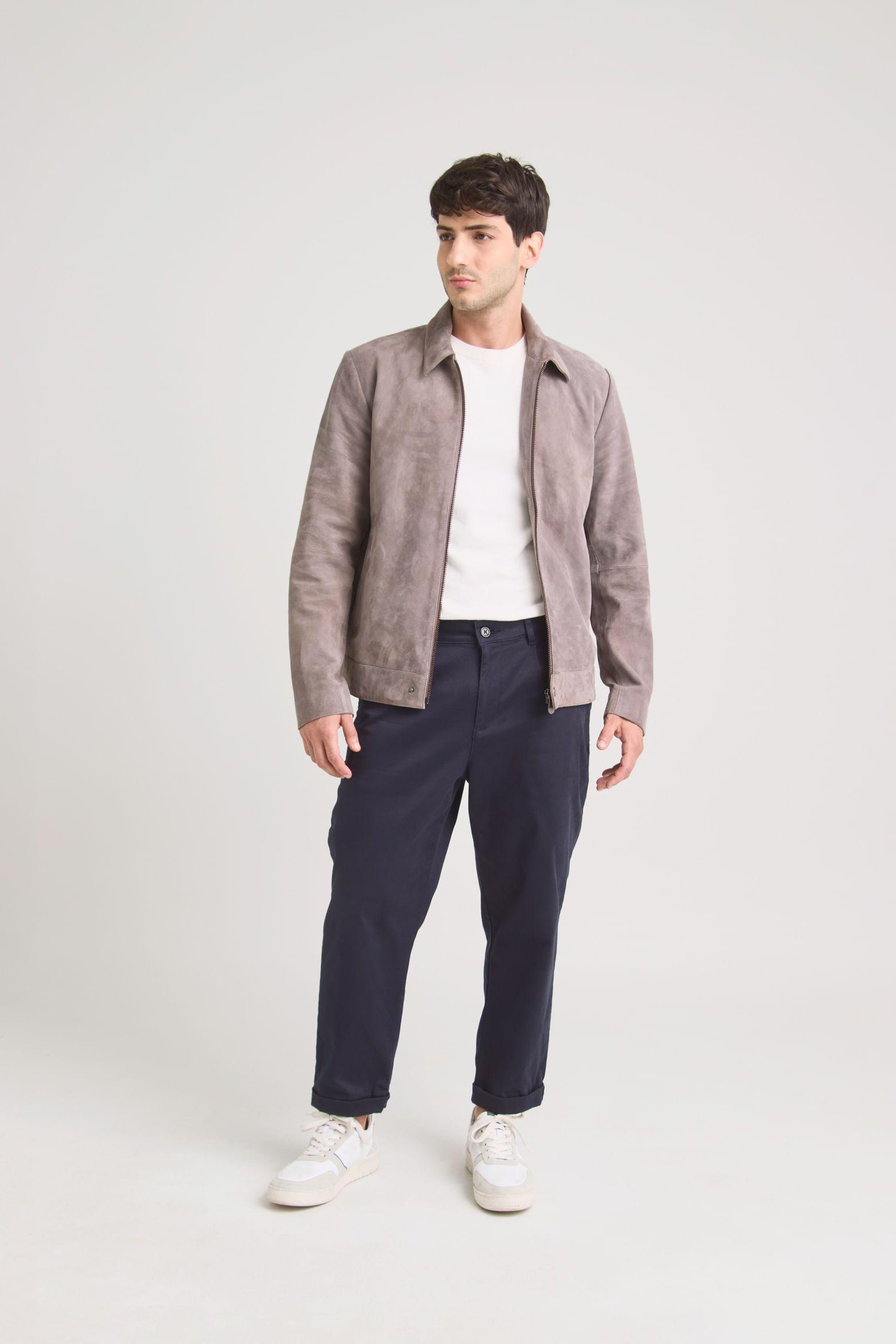 Vélez Chaqueta Trivoli Cuero Gamuzado Hombre Gris-1