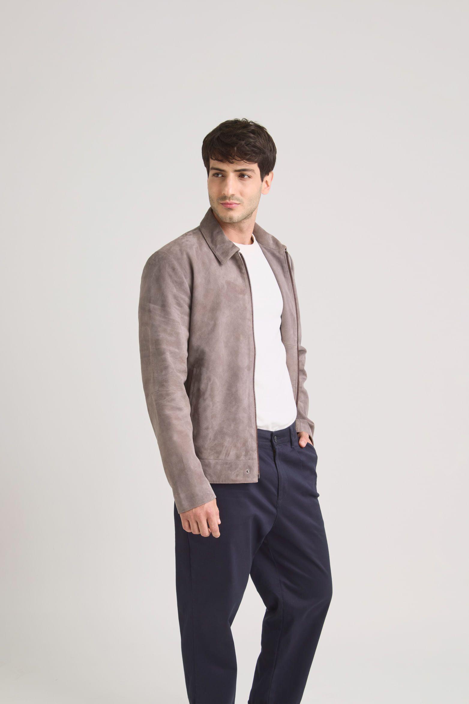 Vélez Chaqueta Trivoli Cuero Gamuzado Hombre Gris-3